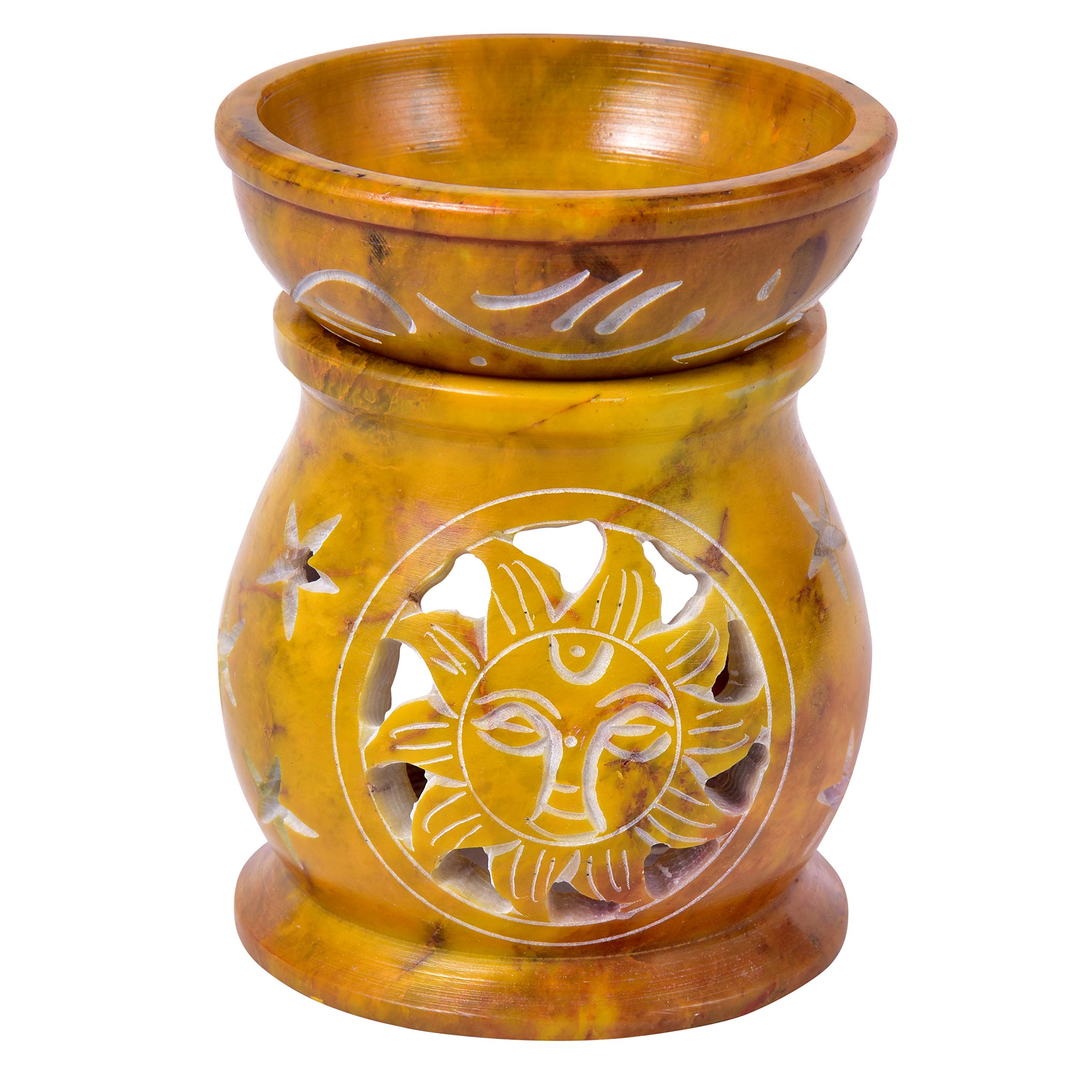 Handmade Carved Tealight Holder - Decorative Resin Incense Burner with Soapstone Motif for Home Decor, Meditation & Romantic Ambiance - Perfect for Living Room, Bedroom, Spa & Yoga Studio
