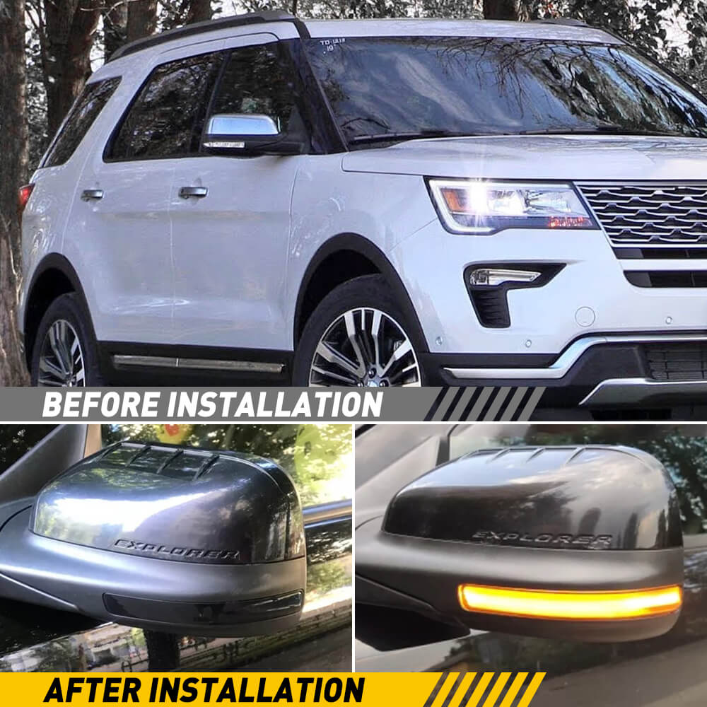 Amber Sequential Dynamic LED Side Mirror Turn Signal Light for 2011-2019 Ford Explorer - Upgrade Your Vehicle Safety & Style for Night Driving & Daily Commute