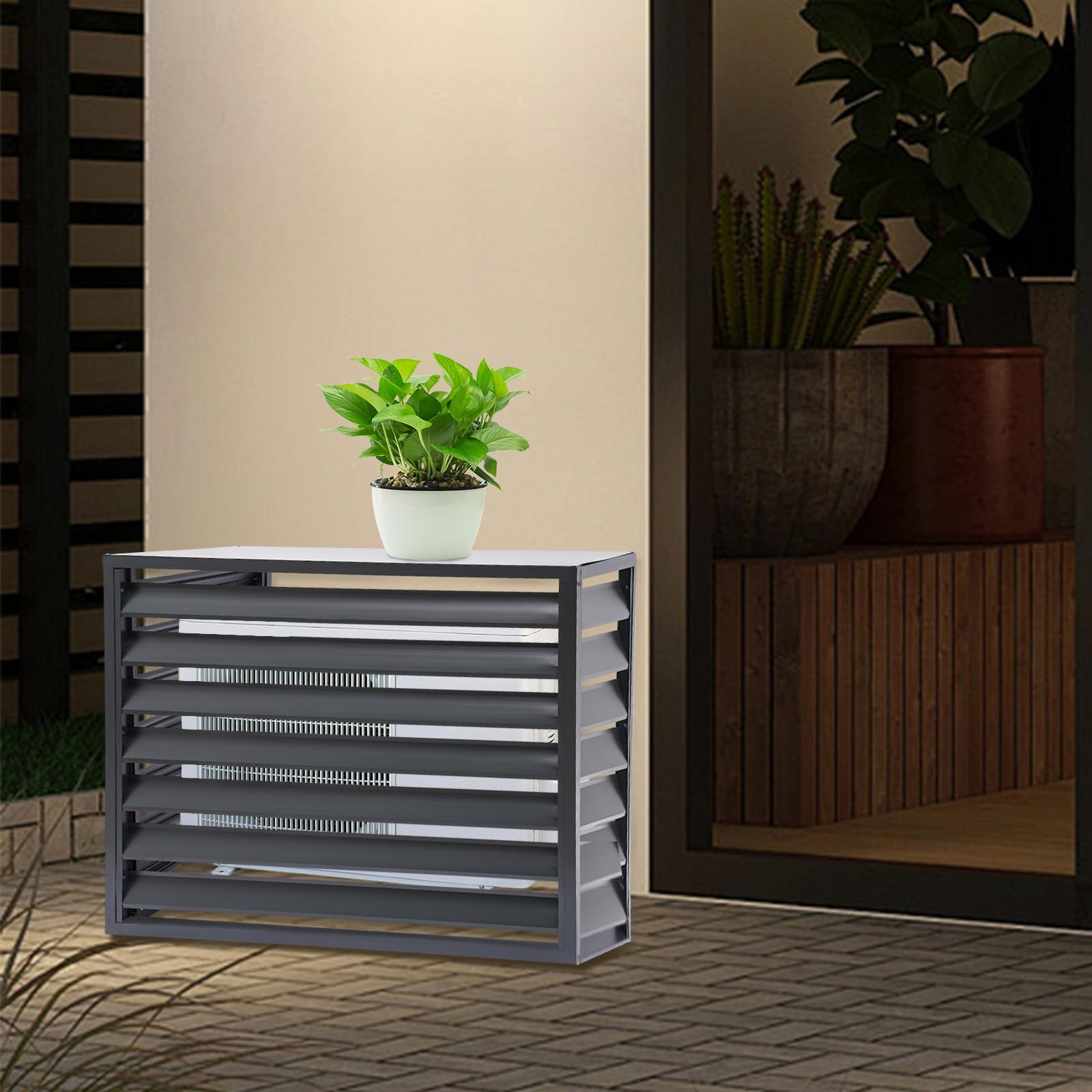 Aluminum Alloy AC Privacy Screen - Outdoor Air Conditioner Cover Fence Panel to Hide AC Unit | Weather-Resistant Grey AC Shield for Backyard, Patio & Home Exterior Privacy Protection