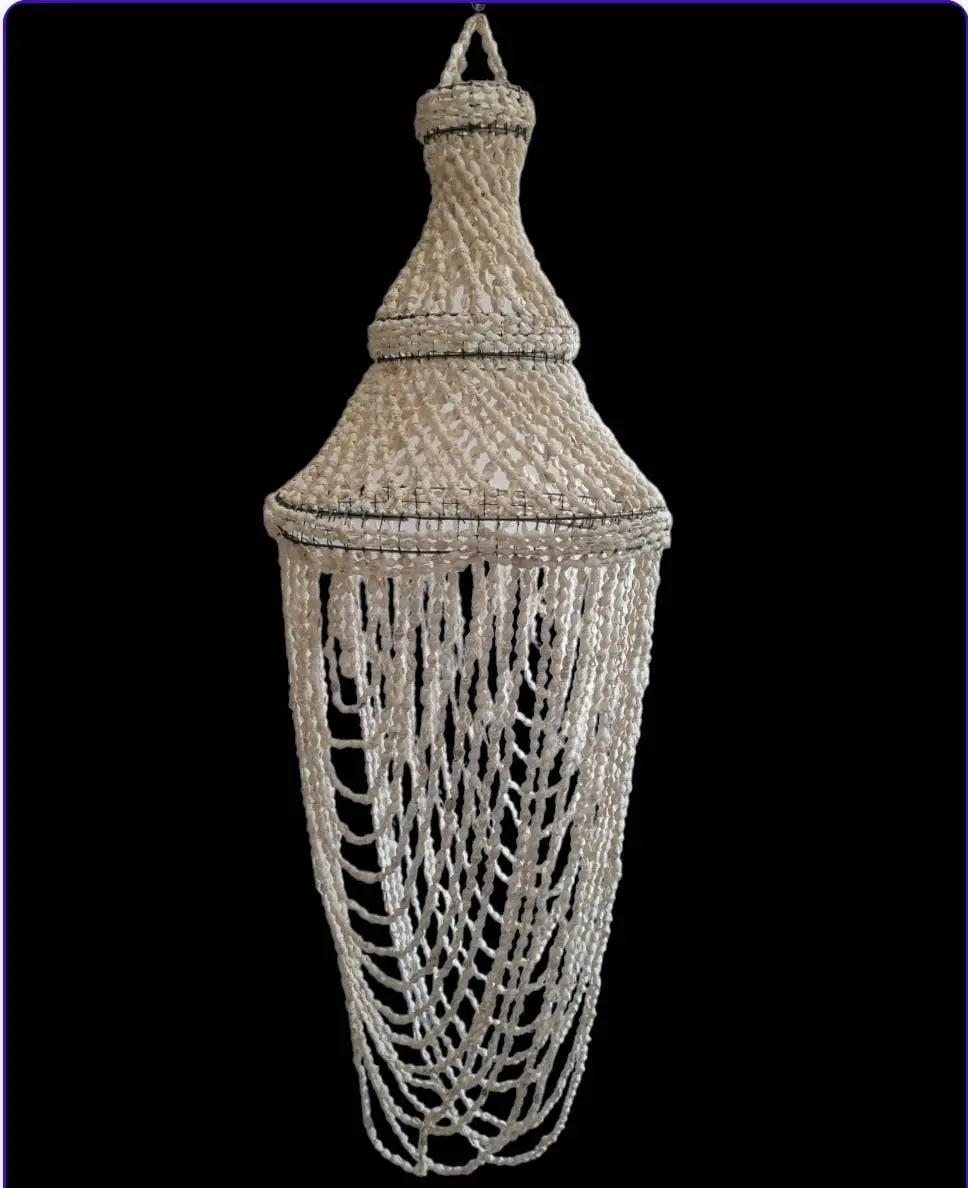 Ambianza Large Model Shell Pendant Light - Modern Coastal Ceiling Fixture for Dining Room, Bedroom & Living Room Decor