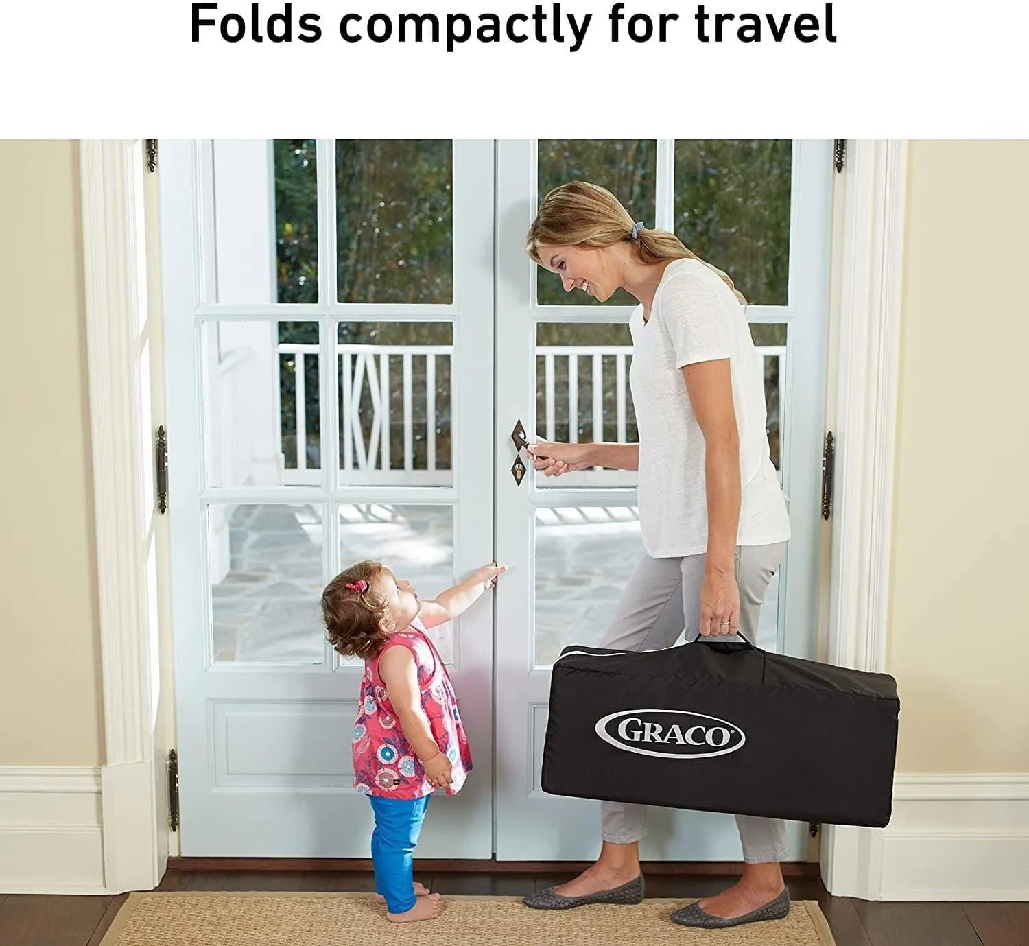 Graco Basic Playard Portable Baby Play Yard with Mattress - Oakley Finish for Safe & Comfortable Playtime at Home or Travel