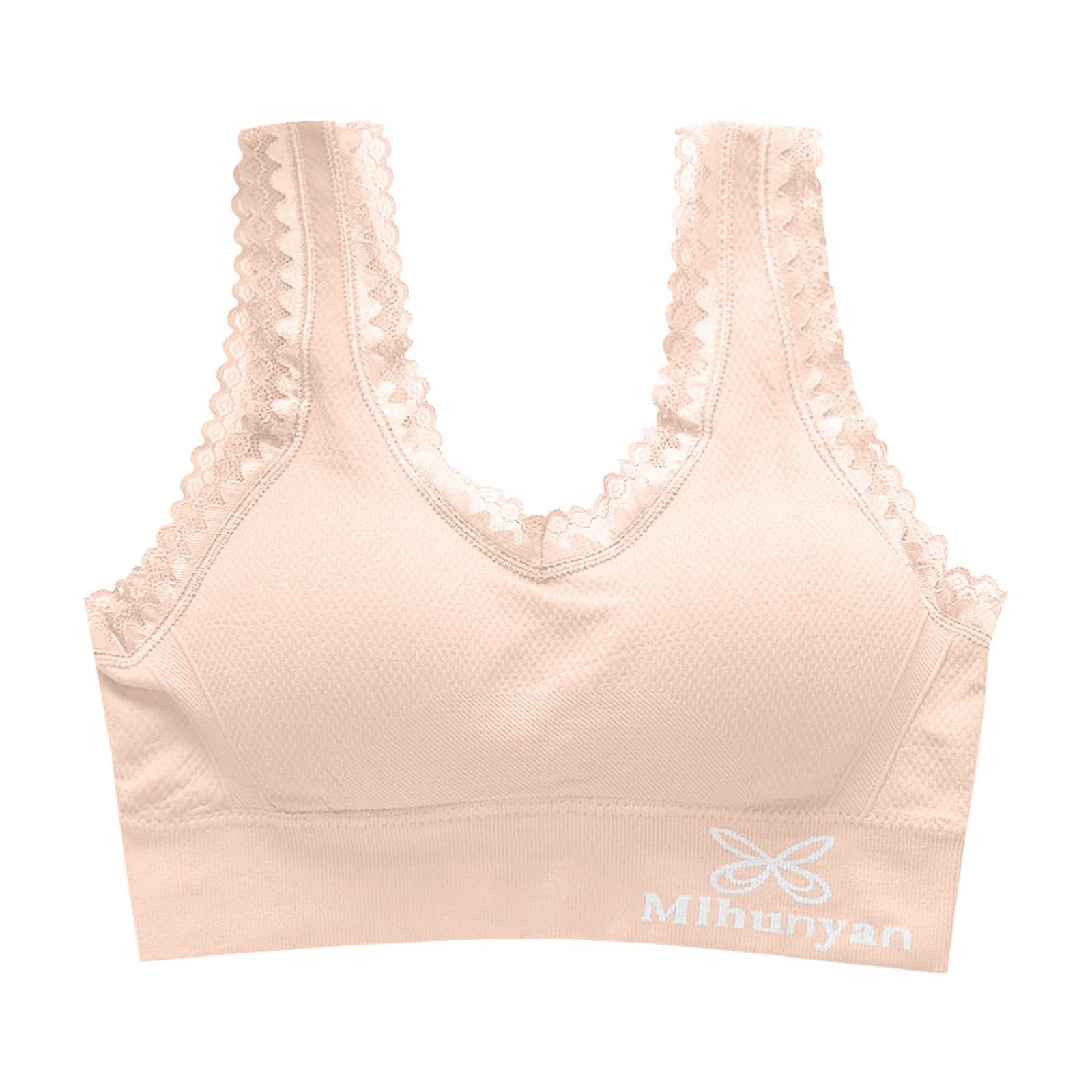 Wireless Bras for Women 34A - Comfortable Unlined Lace Bralette with Padded Straps - Perfect for Everyday Wear, Yoga & Sleep