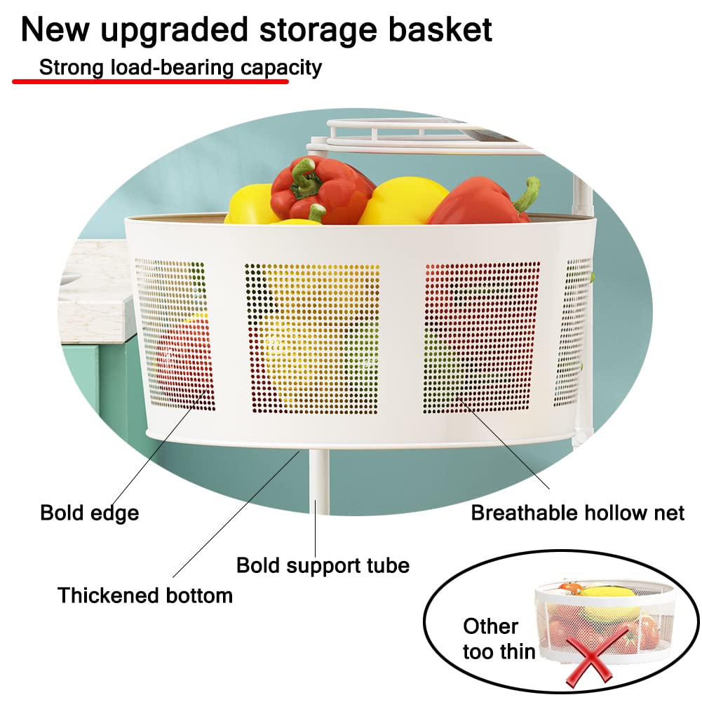 5-Layer Rotating Metal Storage Basket for Kitchen - Hanging Organizer for Fruits & Vegetables - Space Saving Storage Rack for Living Room, Bathroom & Home Organization (Perfect for Small Spaces & Clutter-Free Homes)