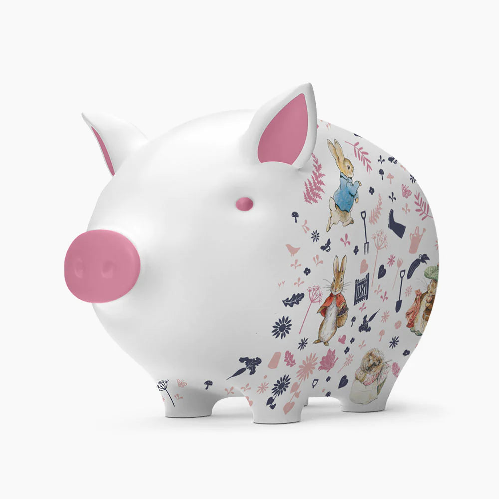 Peter Rabbit & Friends Pink Piggy Bank - Cute Money Saving Bank for Kids, Perfect Gift for Birthdays & Holidays - Ideal for Nursery, Bedroom, or Playroom Decor