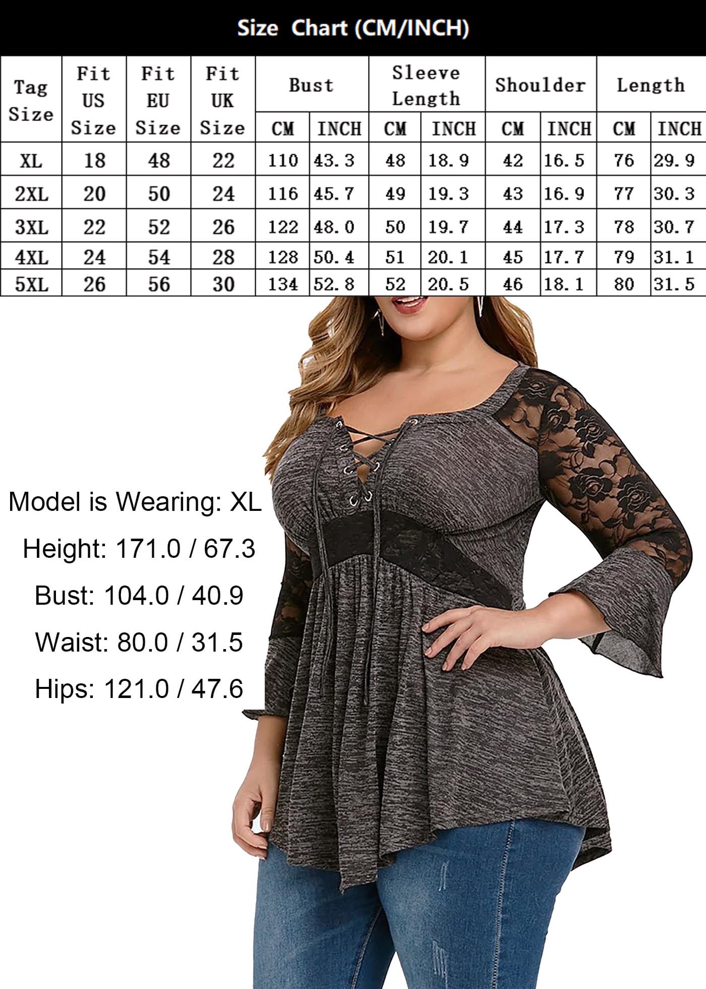 Women's Plus Size Gothic Corset Top - Lace Up Ribbed Casual T-Shirt for Women | Perfect for Halloween, Cosplay & Gothic Fashion Outfits