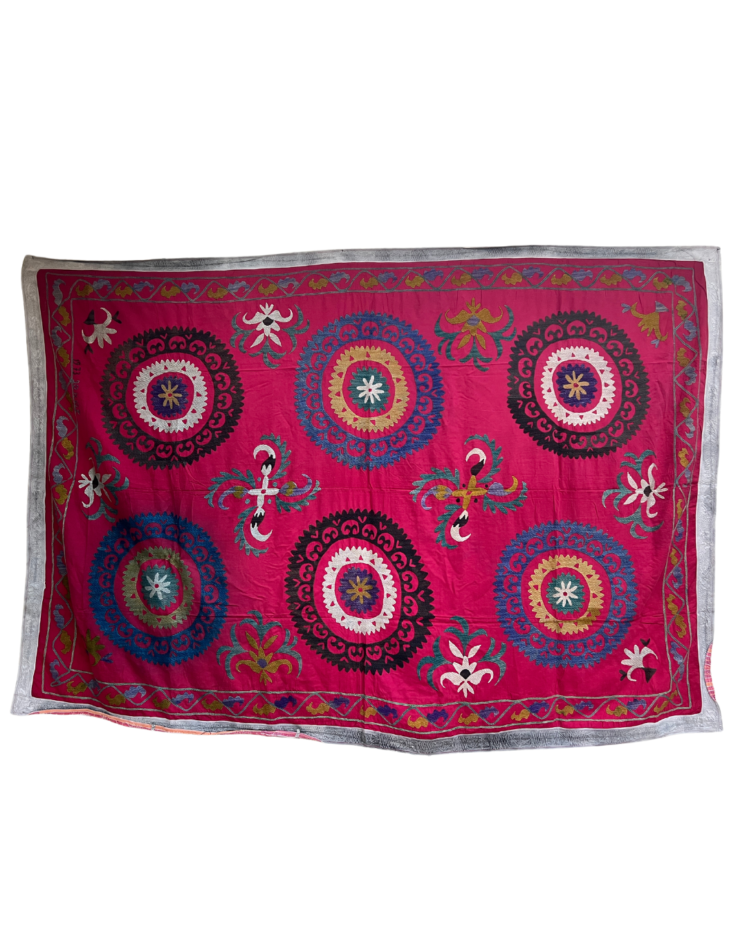 Extra Large Suzani 016 - Handmade Cotton Embroidered Bohemian Throw Blanket for Bed, Sofa & Home Decor | Perfect for Boho Chic Living Room, Bedroom & Cozy Winter Nights