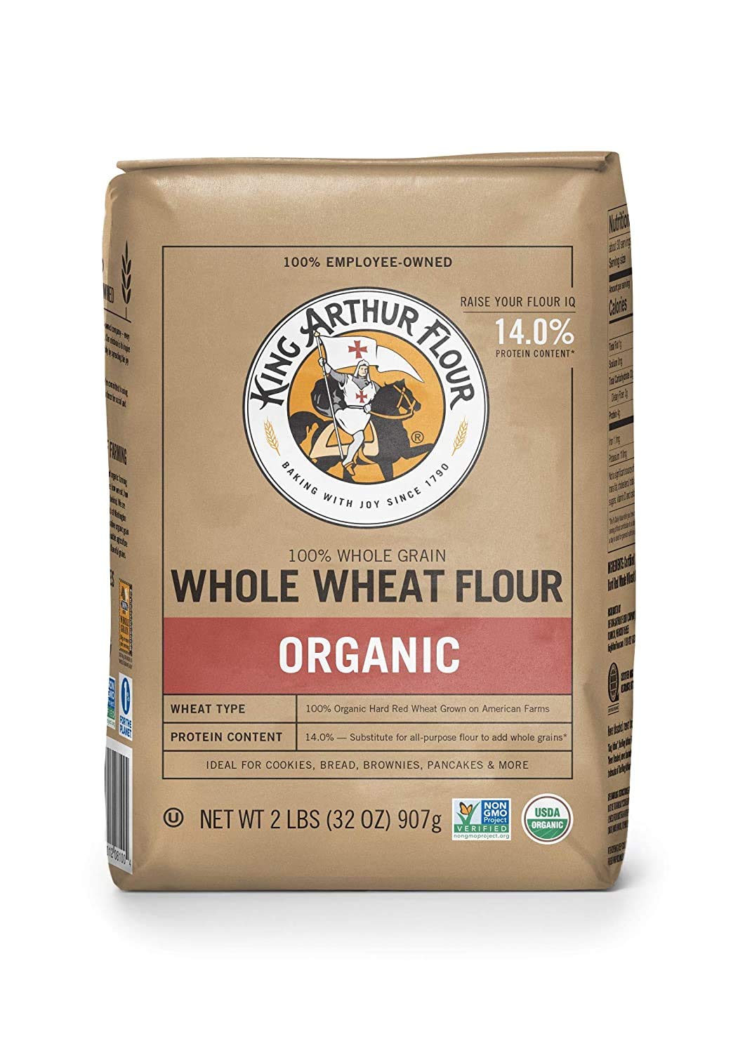 King Arthur Whole Wheat Flour - Organic, Non-GMO, 5 lb Bags (Case of 12) - Perfect for Baking Bread, Cookies & Healthy Recipes