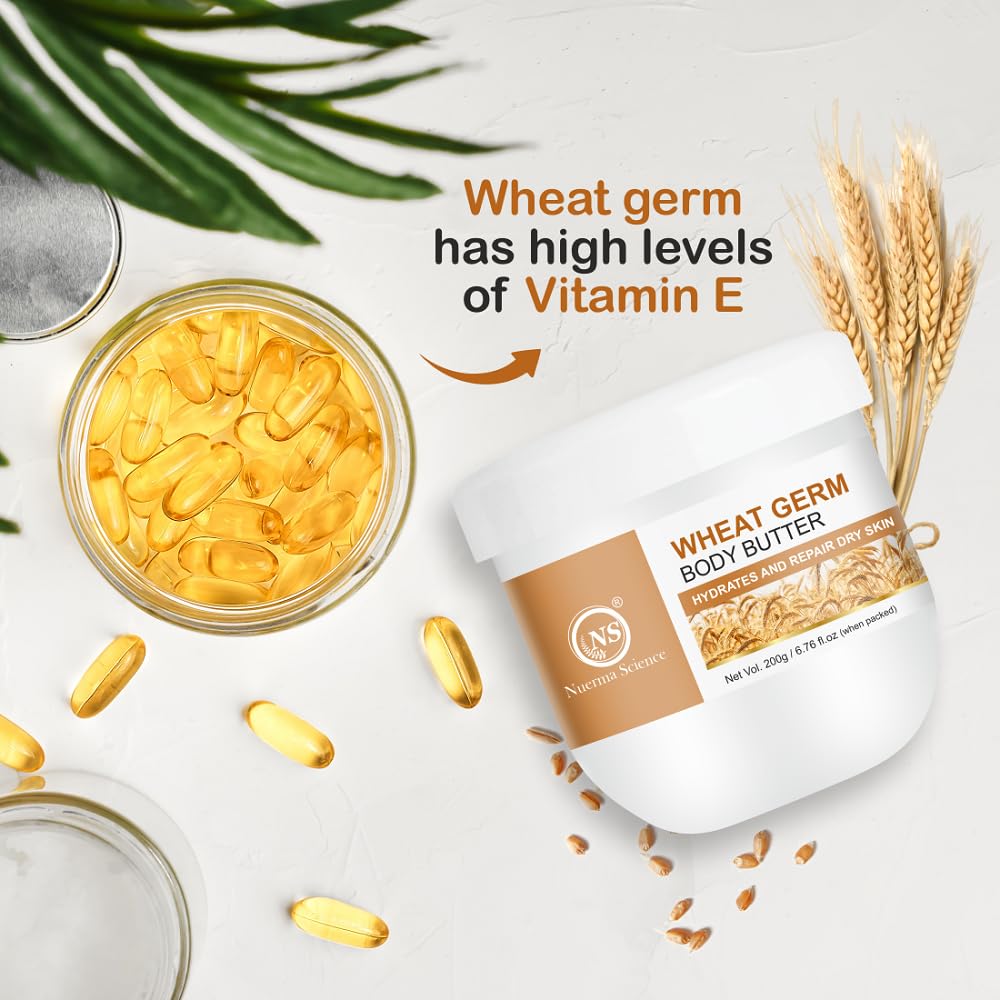 Nuerma Science Wheatgerm Body Butter with Vitamin E, Shea Butter & Coconut Oil - 200g Deep Moisturizing Cream for Dry Skin | All Day Hydration | Perfect for Winter Care & Daily Skin Nourishment