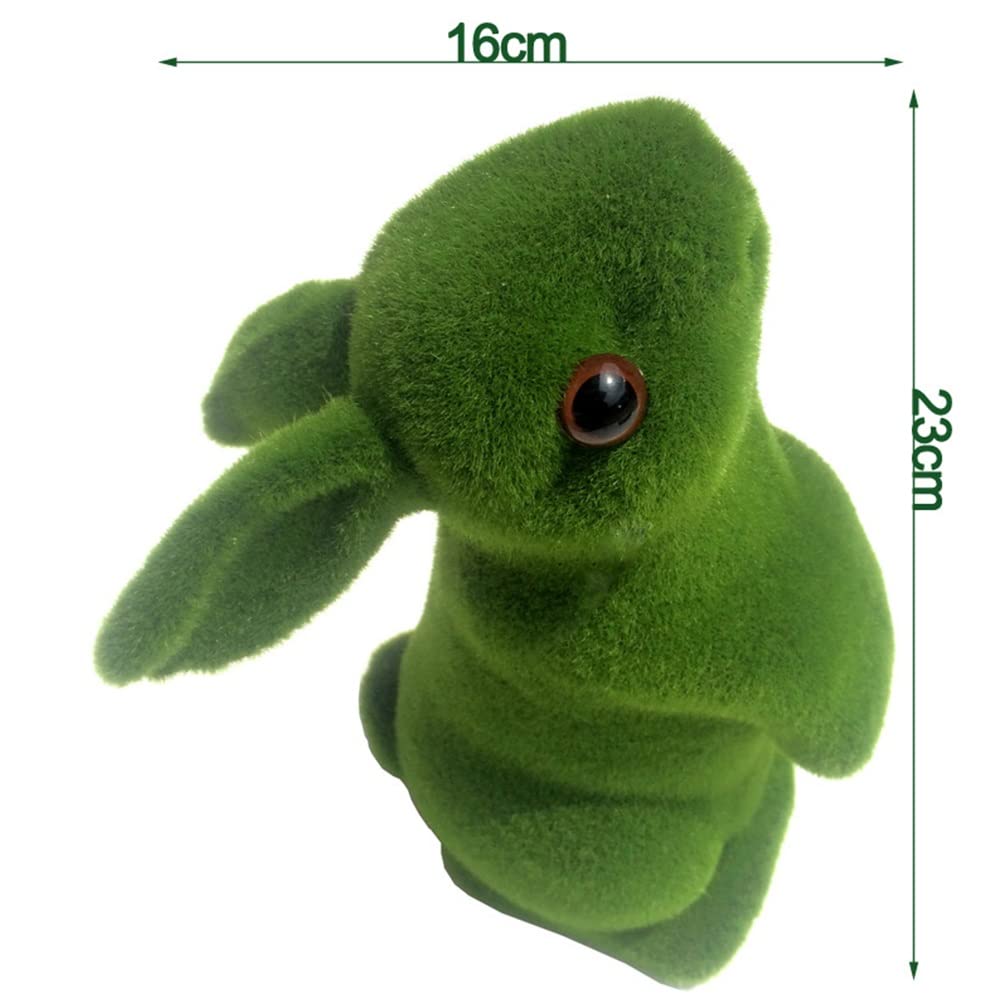HoTRA 2 Pack Flocked Furry Easter Bunny Figurines - Artificial Moss Rabbits for Easter Decor, Home Garden Ornament, Spring Party Centerpiece - Perfect for Indoor/Outdoor Decorations and Holiday Gift Giving