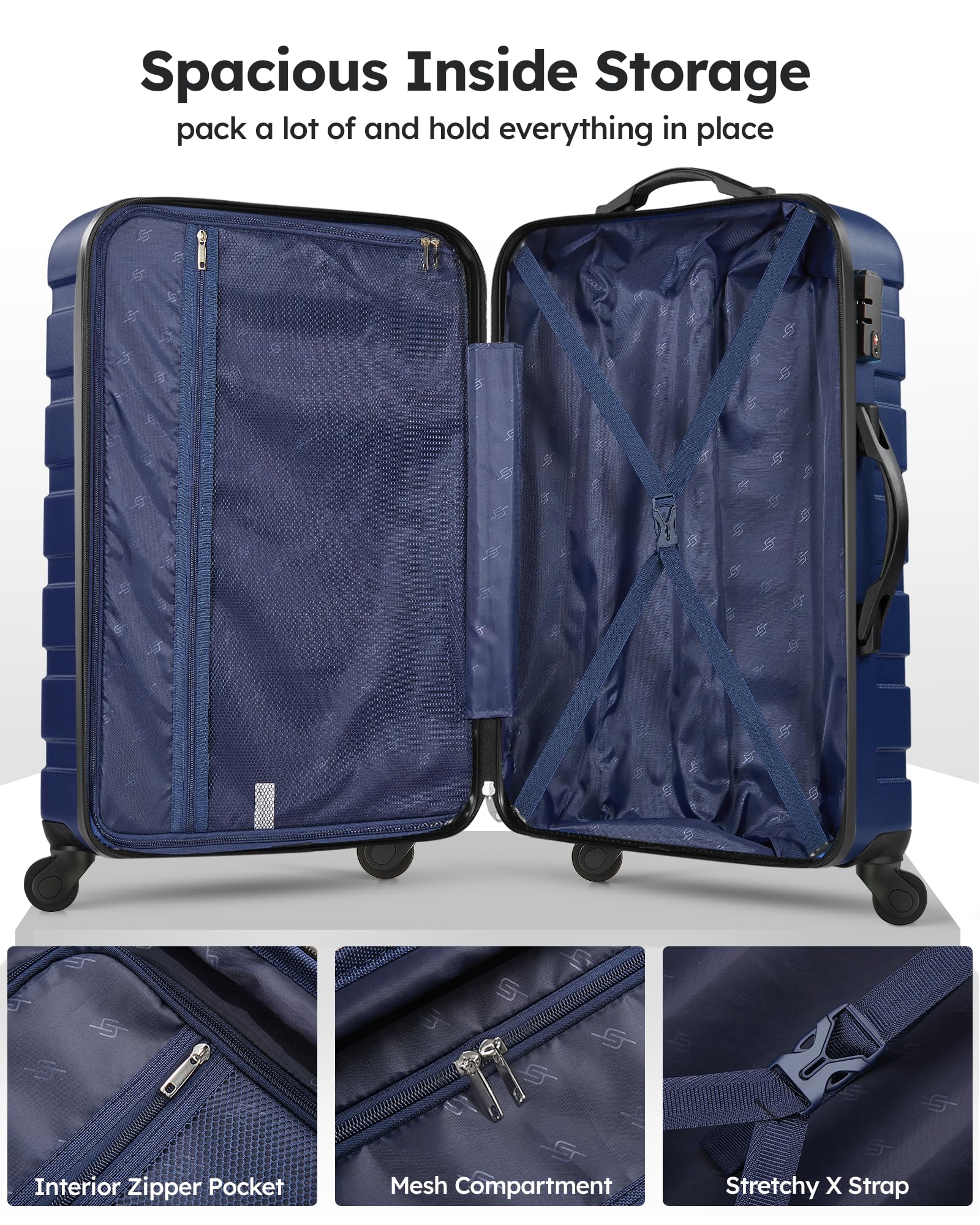 Suitour 2-Piece Hard Shell Spinner Luggage Set - 20 & 24 Inch TSA-Approved Carry-On Suitcases with 360° Wheels for Travel, Business Trips & Vacations