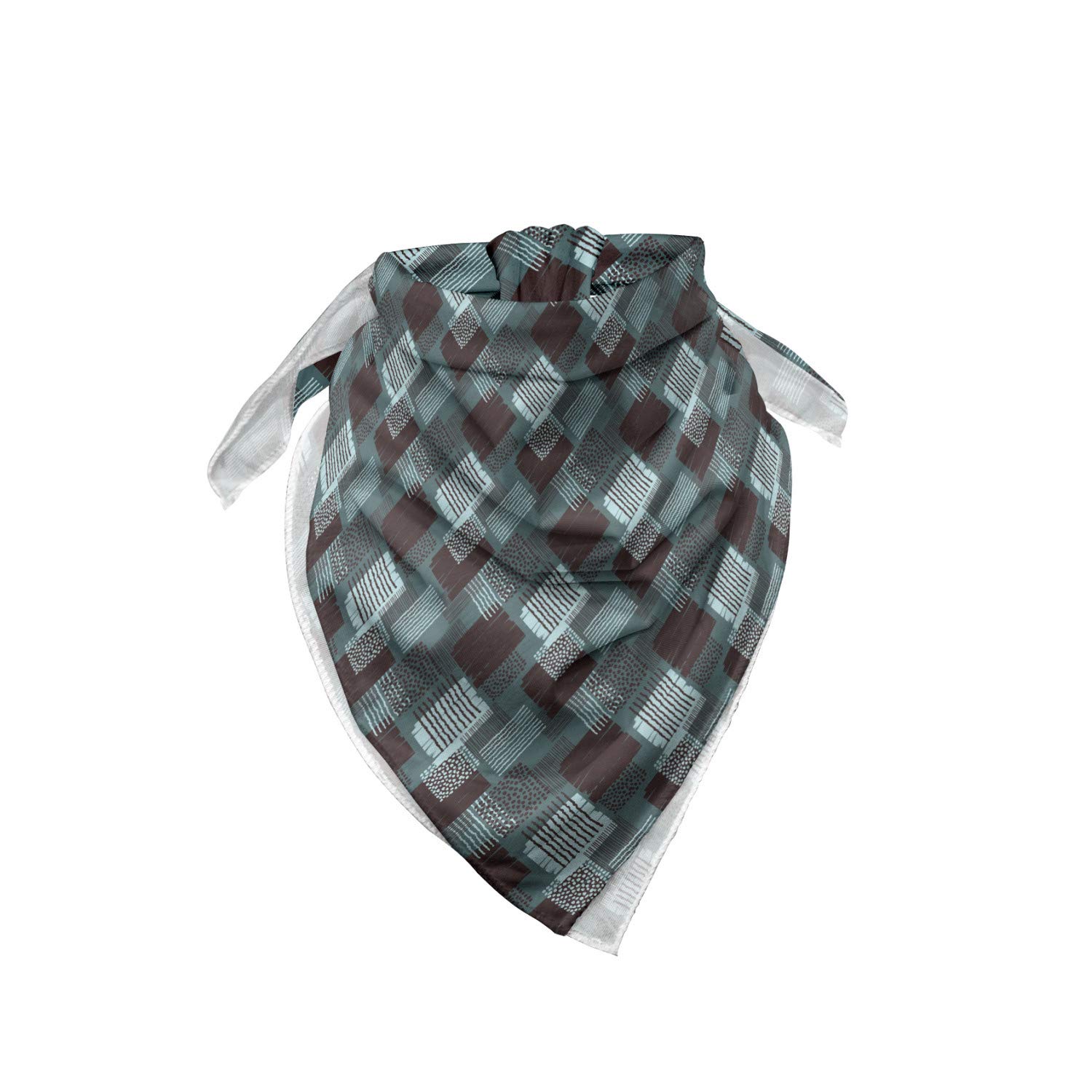 Ambesonne Abstract Bandana - Stylish Dot Stripes & Grunge Squares Design - Unisex Head & Neck Scarf for Men & Women - Perfect for Outdoor Activities, Concerts & Fashion Accessories