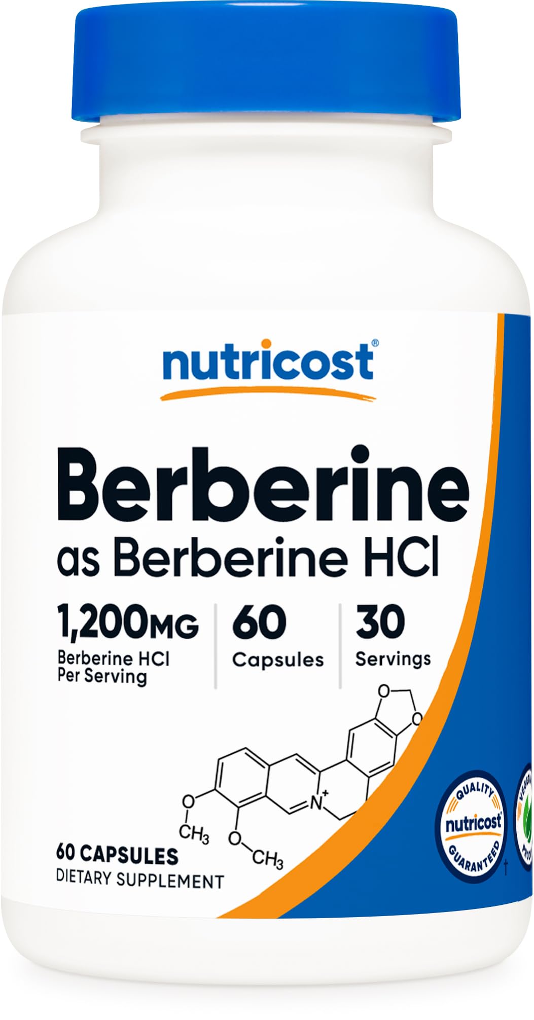 Nutricost Berberine HCl 600mg, 60 Vegetarian Capsules - Gluten Free, Non-GMO Supplement for Blood Sugar Support & Digestive Health - Perfect for Daily Wellness Routine & Natural Metabolism Boost