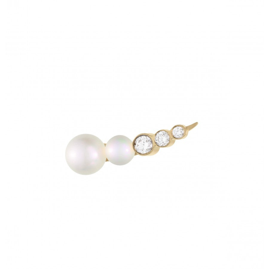 Elegant Petite Pearl & Diamond Croissant Earrings for Women - Dainty Gold Hoop Earrings for Everyday Wear, Date Night & Special Occasions