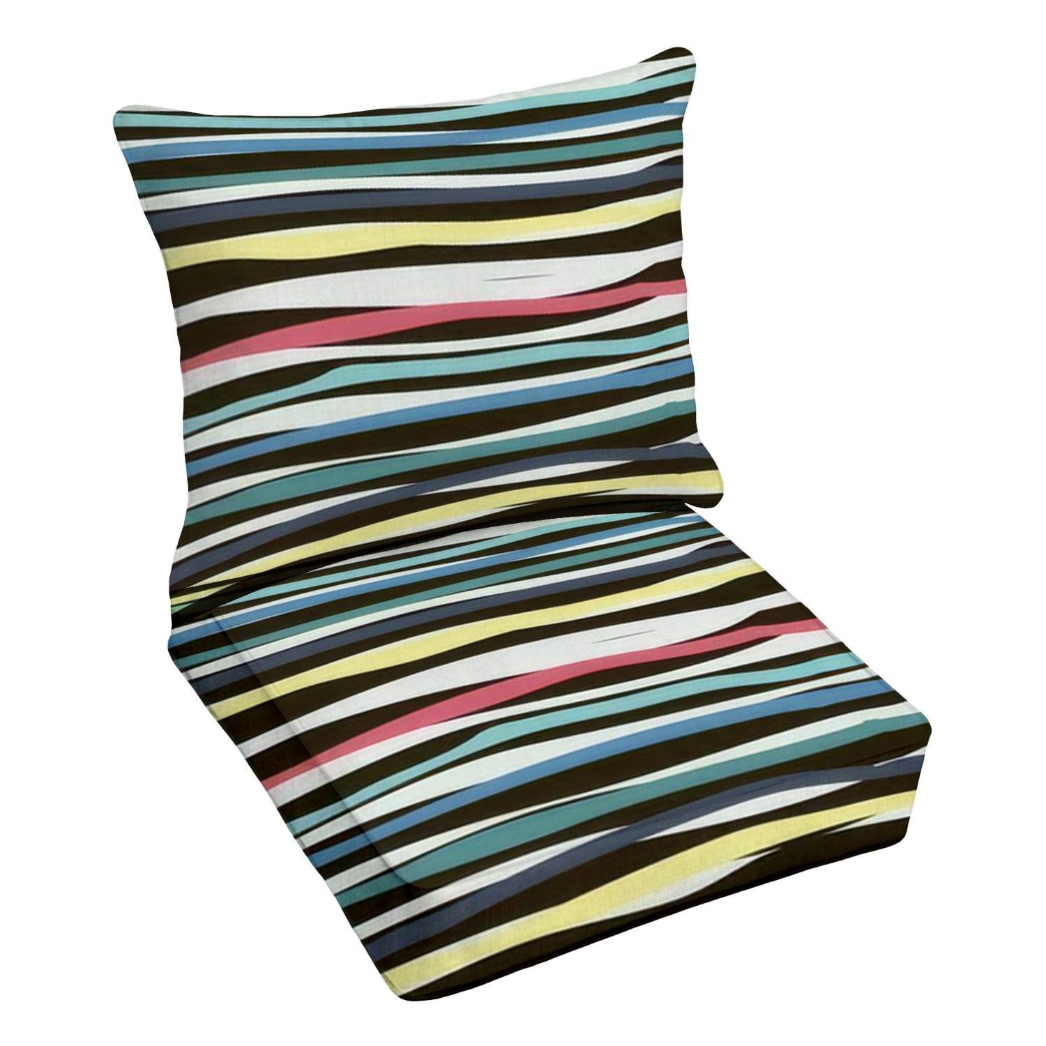 Premium Outdoor Deep Seating Cushion Set - Waterproof Patio Furniture Replacement Cushions with Seamless Ripple Texture & Vibrant Stripes - Perfect for Lounge Chairs, Conversation Sets, and Backyard Seating Areas