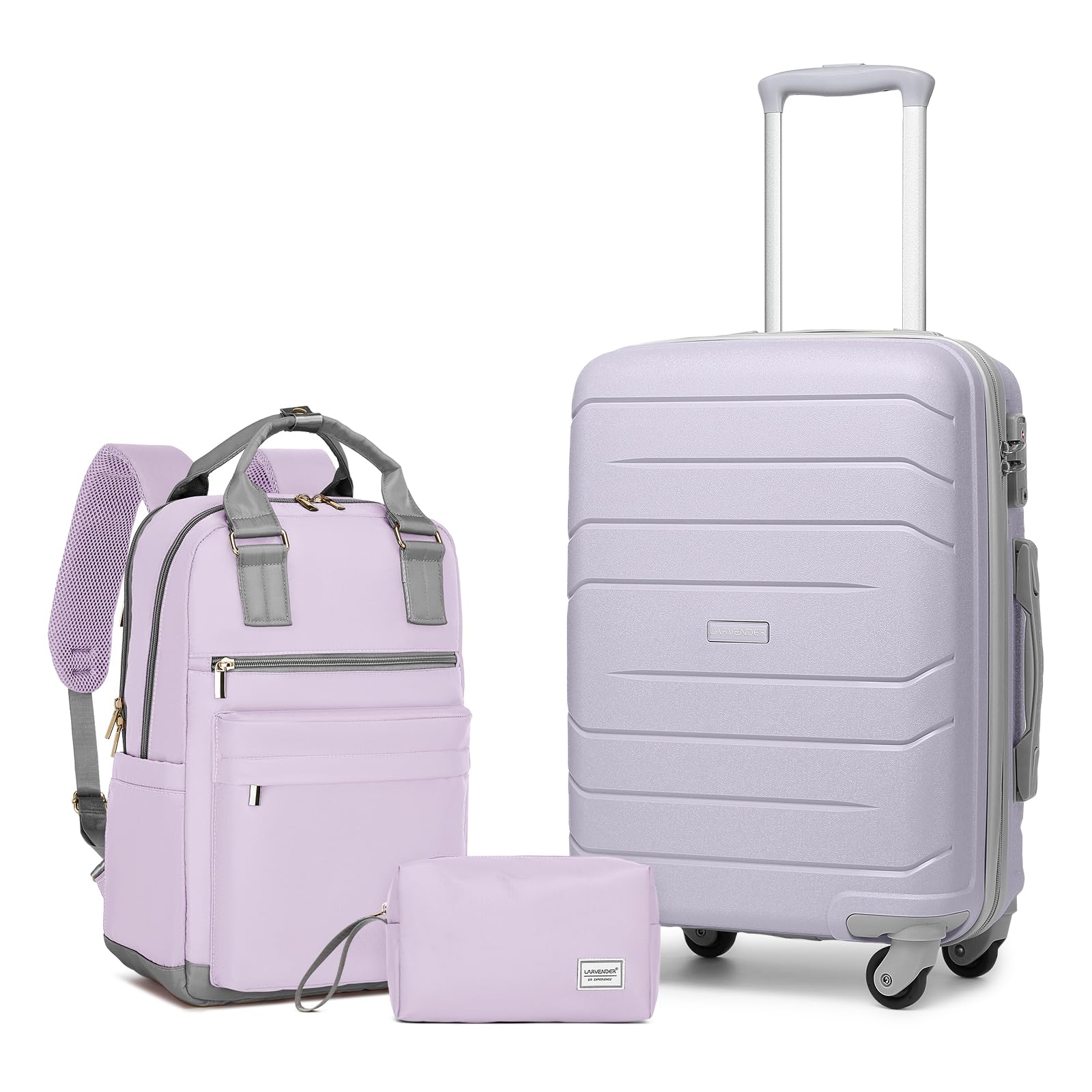 **Lavender 20-Inch Hard Shell Carry-On Luggage for Women – 3-Piece Set with Spinner Wheels & TSA Lock, Airline Approved (22x14x9 Inches) – Perfect for Business Trips, Weekend Getaways & Air Travel**