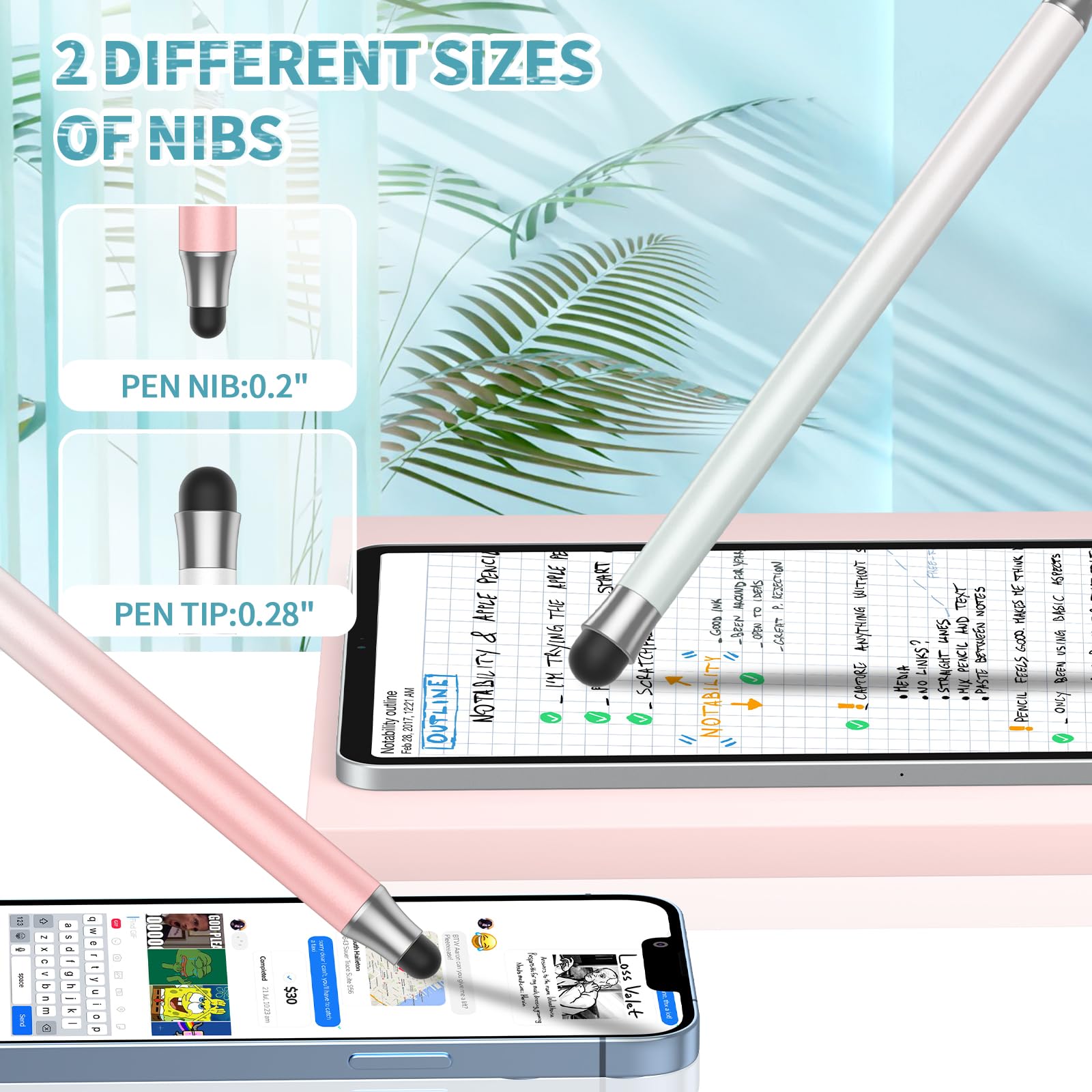 8Pcs 2-in-1 Stylus Pens for Touchscreen - High Precision Dual Rubber Tip Stylus Compatible with iPad, iPhone, Samsung & Android Tablets - Perfect for Drawing, Note-Taking & Digital Art (Multicolor)