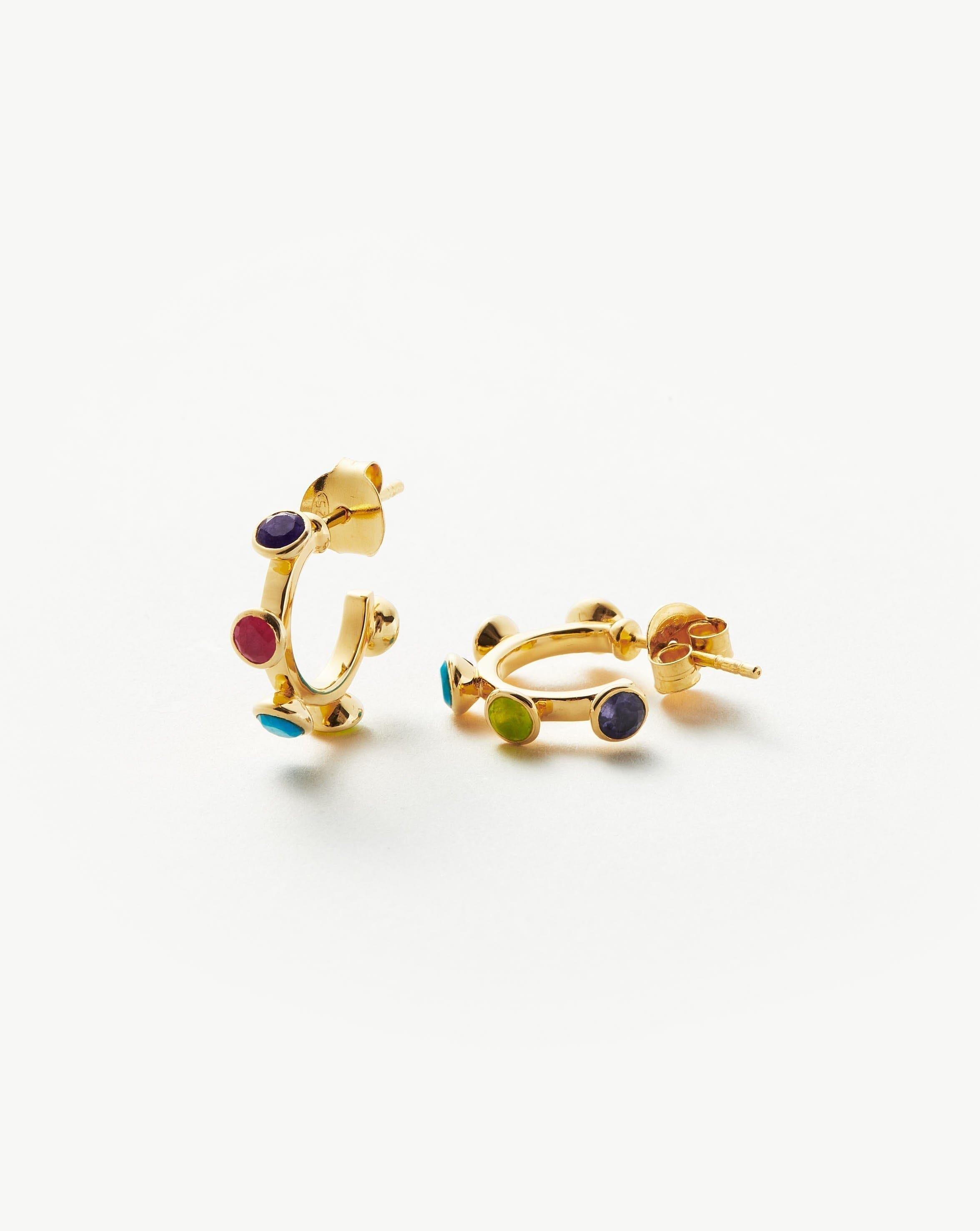 Hot Rox Multi Gemstone Small Hoop Earrings for Women - Dainty Gold & Silver Jewelry for Everyday Wear | Perfect Gift for Birthday, Anniversary & Valentine's Day