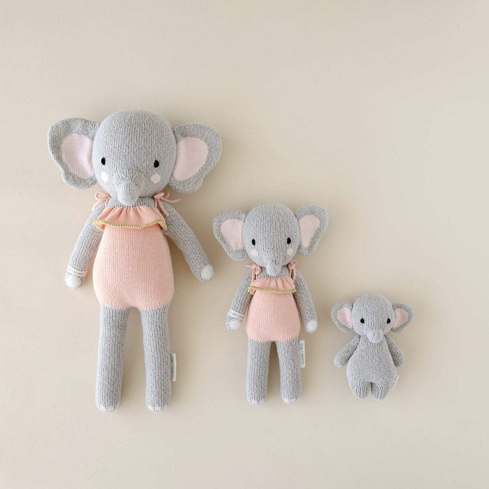 Cuddle+Kind Organic Cotton Handmade Baby Elephant Plush Toy - Soft & Safe for Newborns, Toddlers & Kids - Perfect for Nursery Decor, Gifts & Cuddling