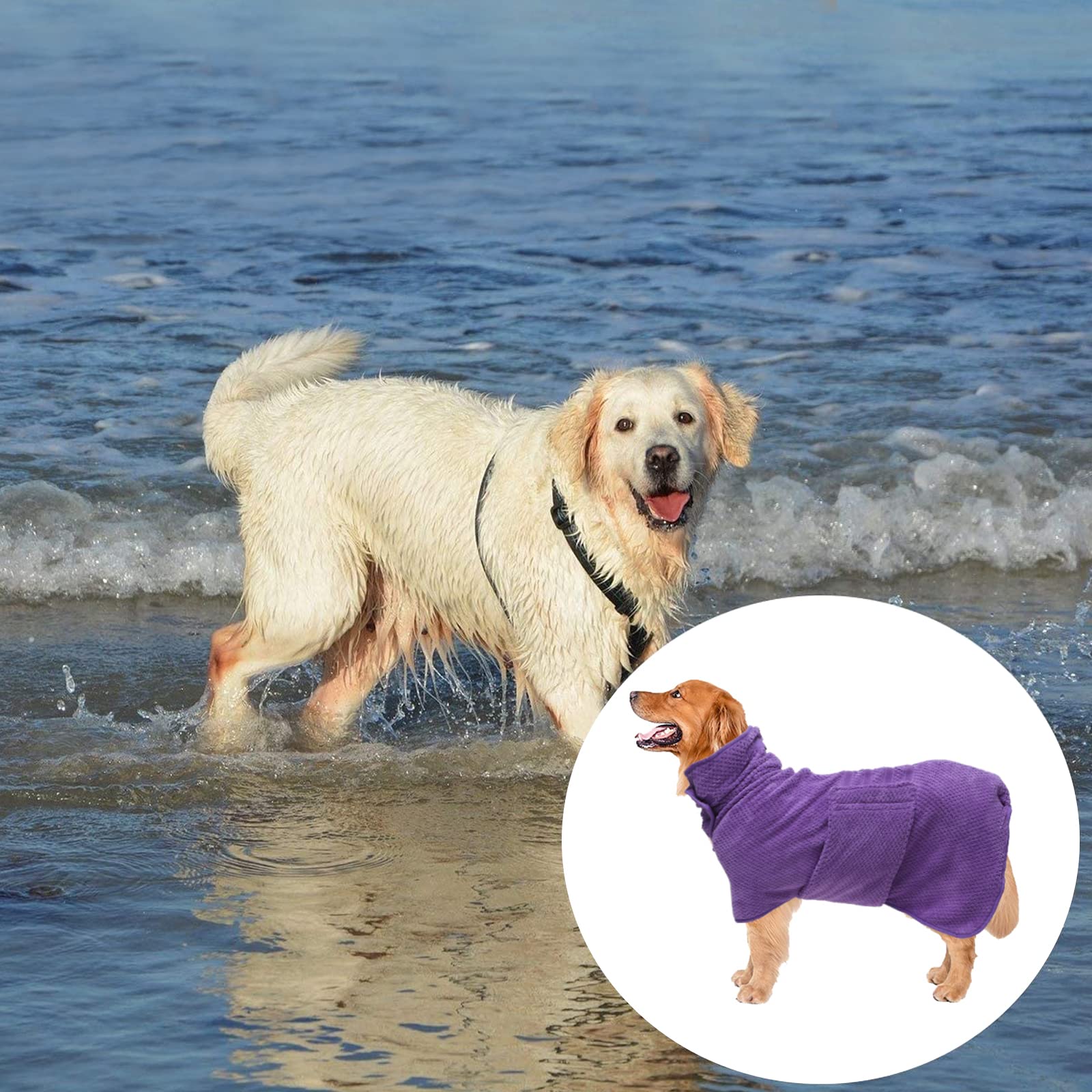 **Geyecete Fast Drying Dog Bathrobe Towel - Super Absorbent Pineapple Grid Pet Drying Coat for Dogs & Cats - Purple, 3XL - Perfect for Post-Bath, Grooming & Spa Days**