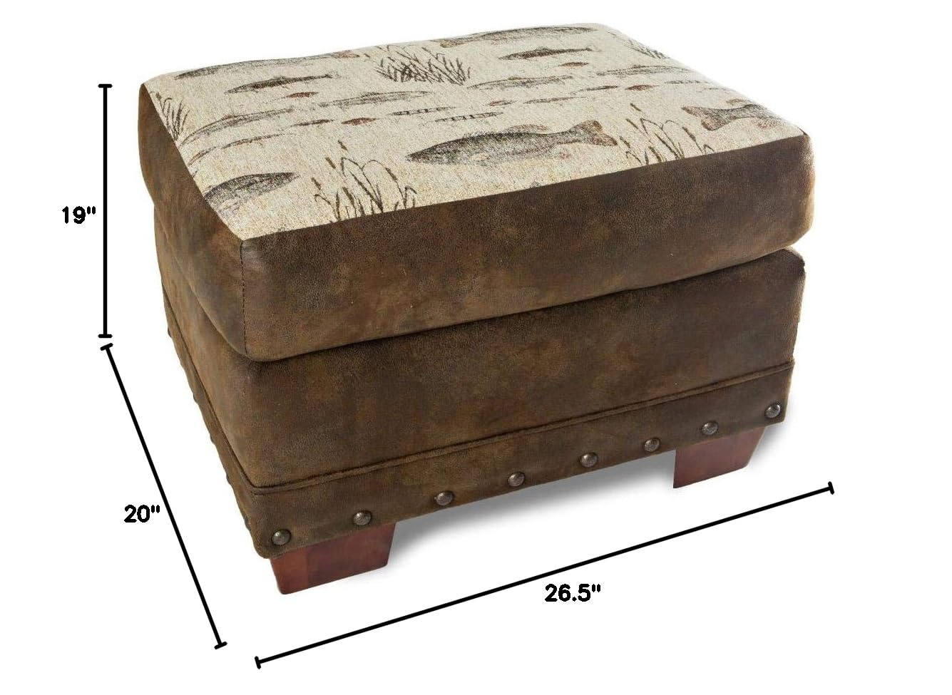 American Furniture Classics Angler's Cove Brown Ottoman - Perfect for Living Room, Bedroom & Home Decor