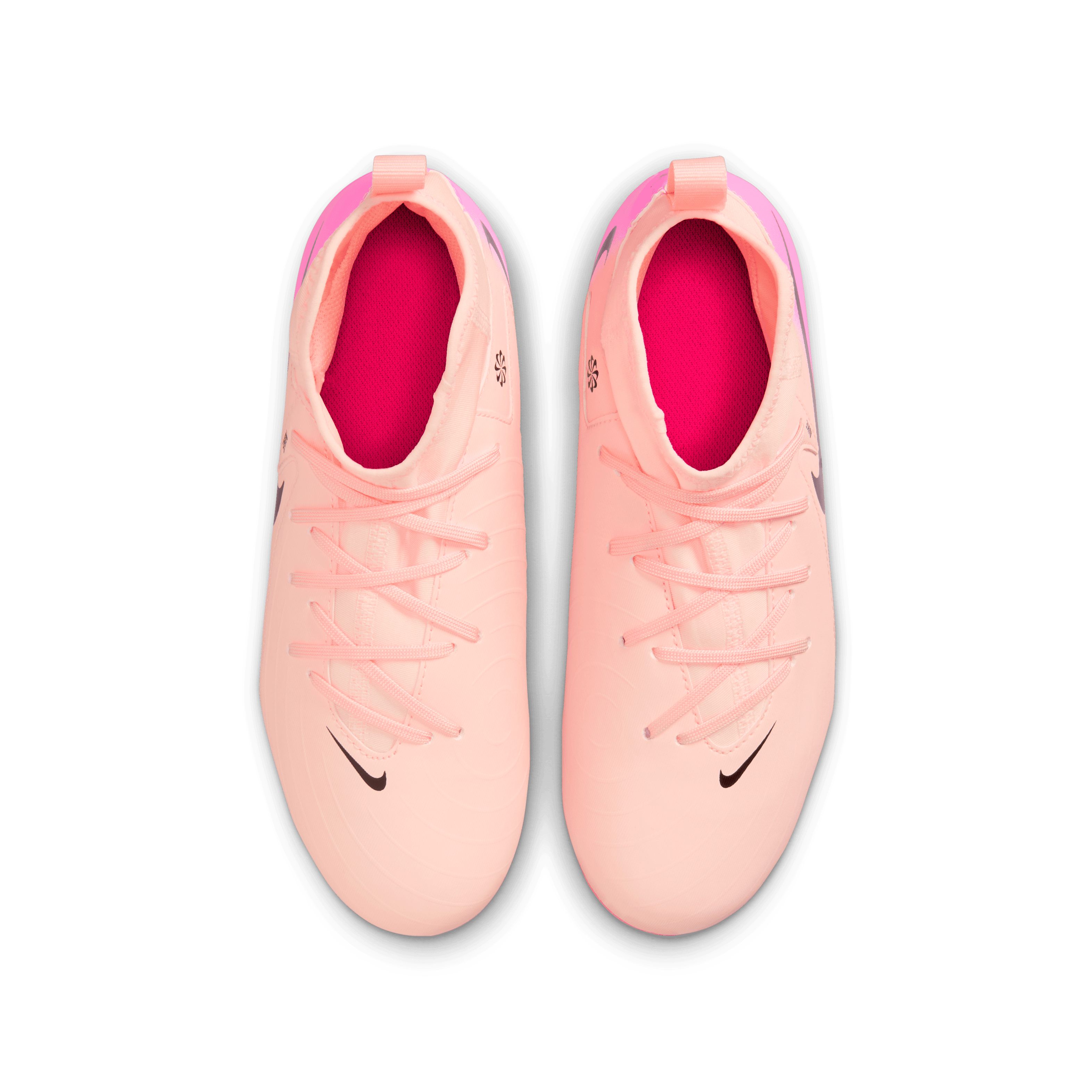 Nike Jr. Phantom Luna 2 Academy FG/MG Soccer Cleats for Kids - Crimson Tint/Black/Pink Blast - Youth Football Shoes for Artificial Grass & Natural Turf - Perfect for Training & Matches