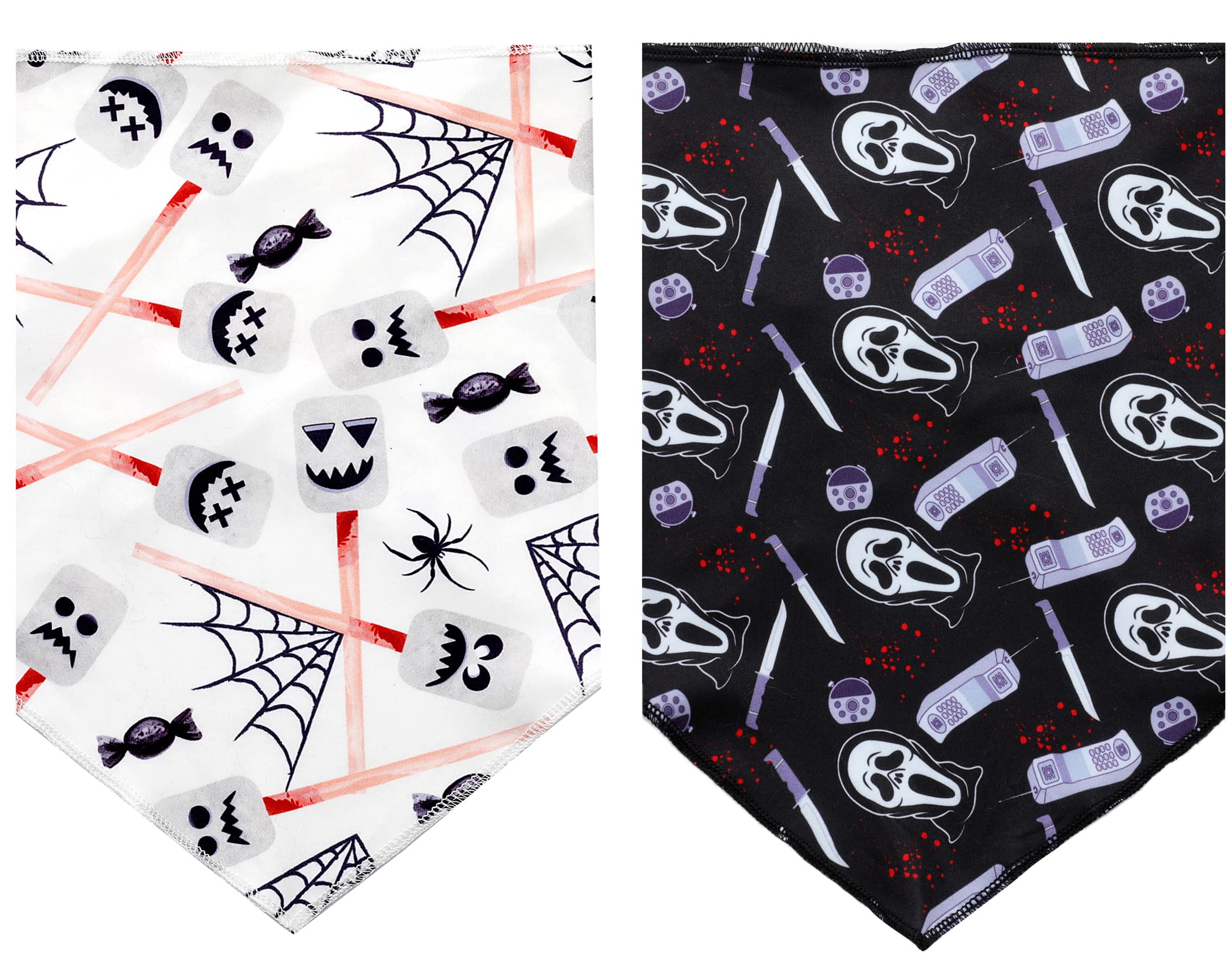 2 Pack Halloween Dog Bandanas - Cute Triangle Bib Scarves for Small, Medium & Large Dogs - Costume Accessories for Pets (Boy/Girl) - Perfect for Halloween Parties, Trick or Treat & Photo Shoots