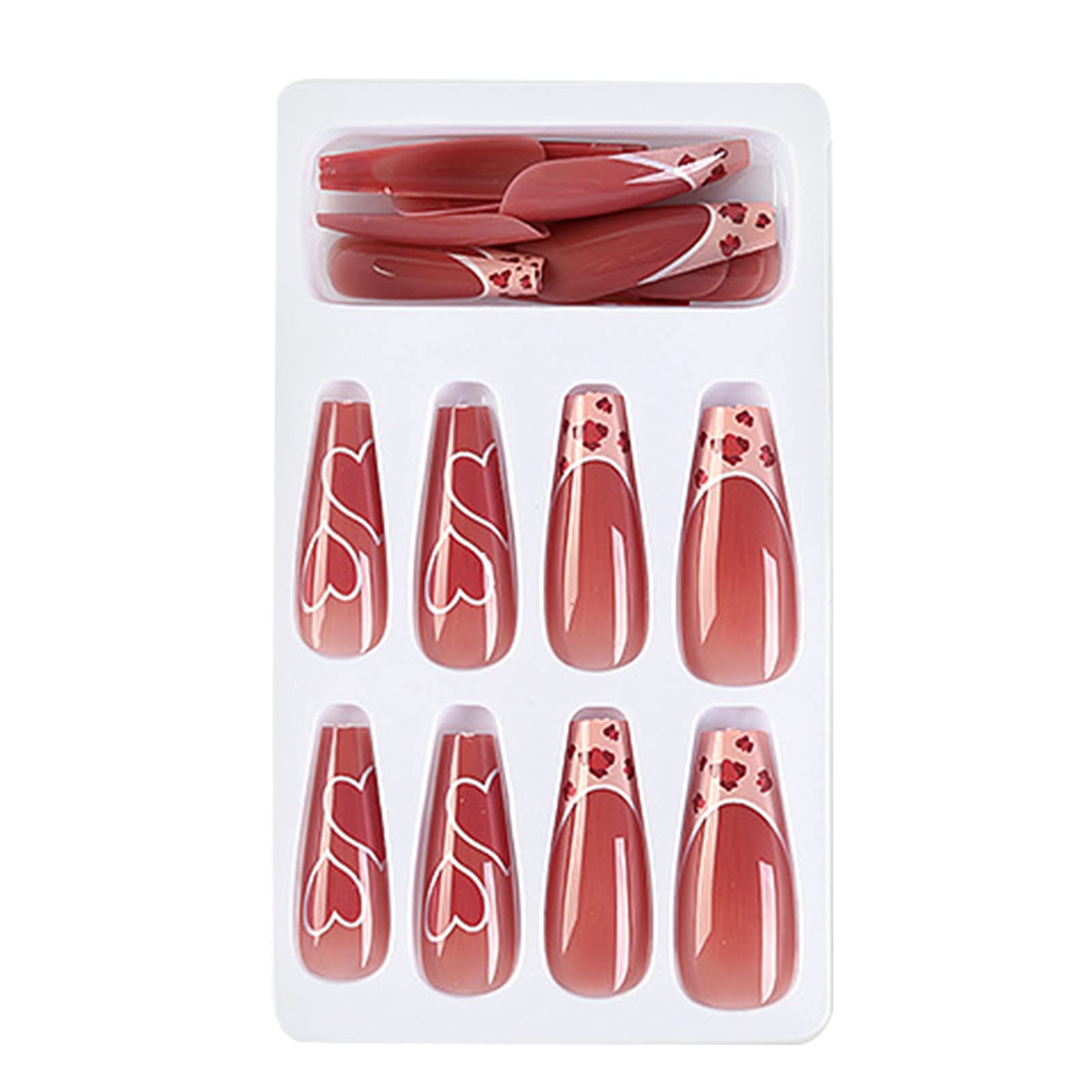 24pcs Glue-On False Nails with 3D Flower Designs - Long Press On Nails for Women, 2ml Nail Glue Included | Perfect for Weddings, Parties & Special Occasions