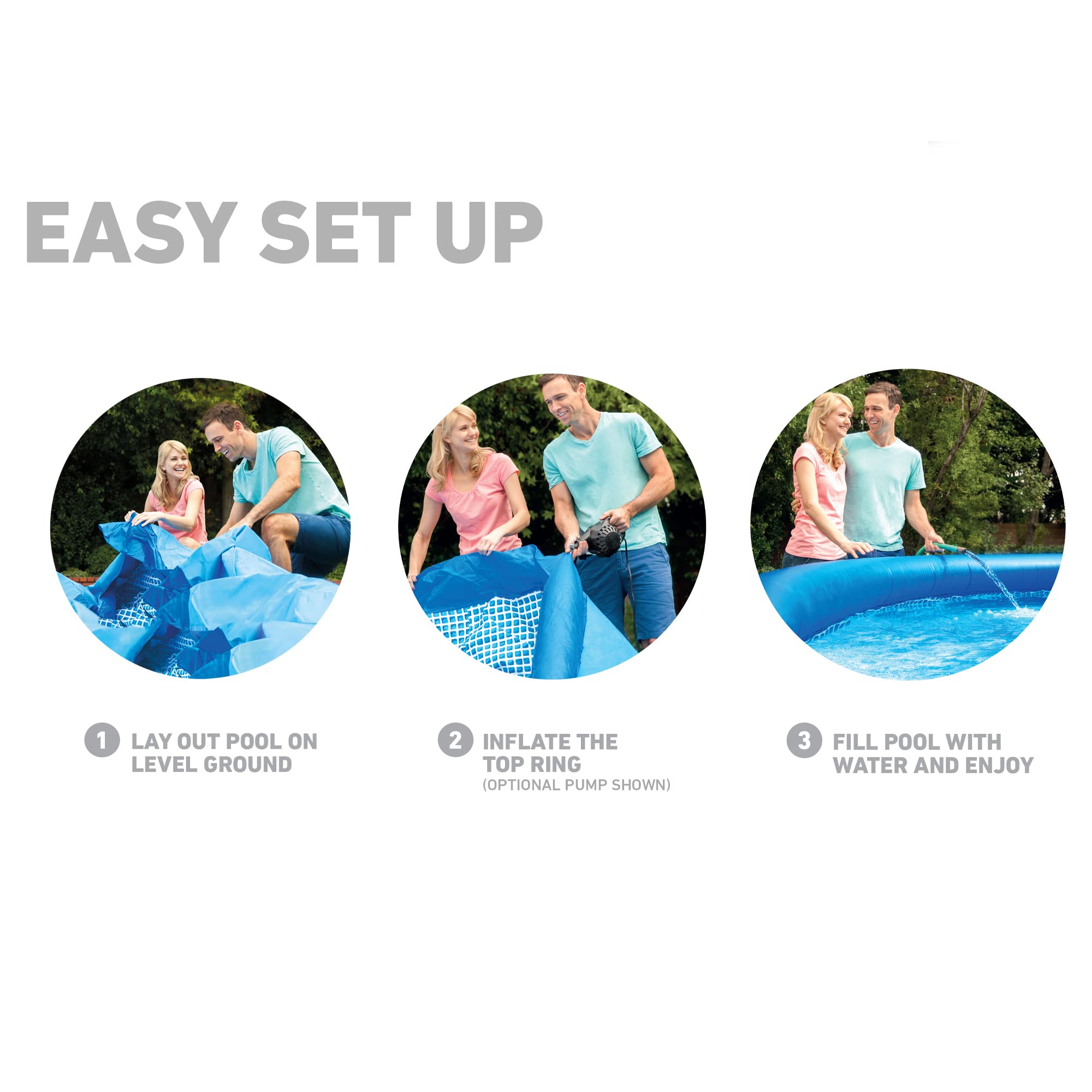 Intex 28157EH 15x33 Easy Set Above Ground Swimming Pool with Filter Pump - Perfect for Backyard Family Fun, Kids Play, and Summer Cooling