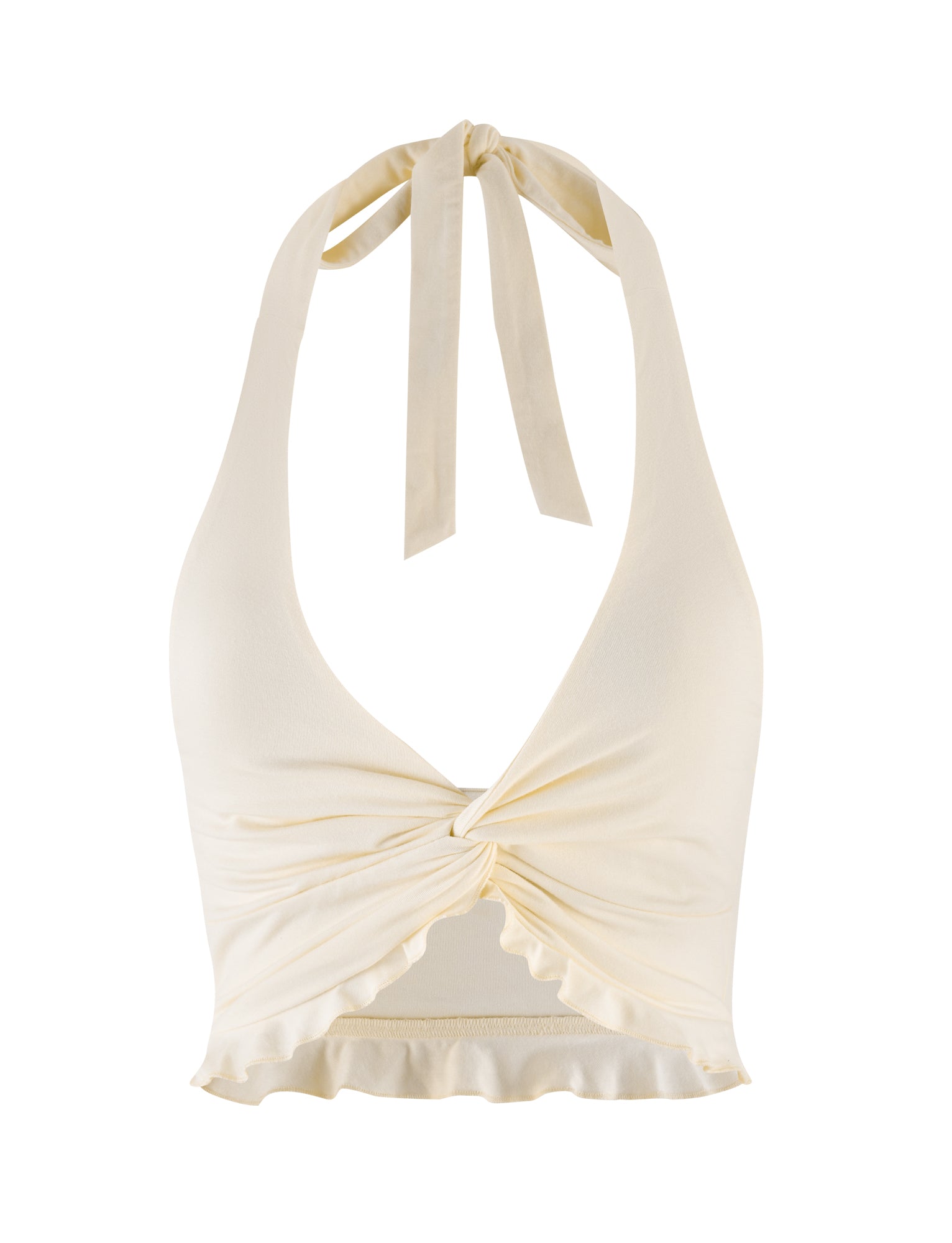 KATYA Women's White & Cream Halter Top - Sexy Summer Tank Top for Beach, Party, and Casual Wear
