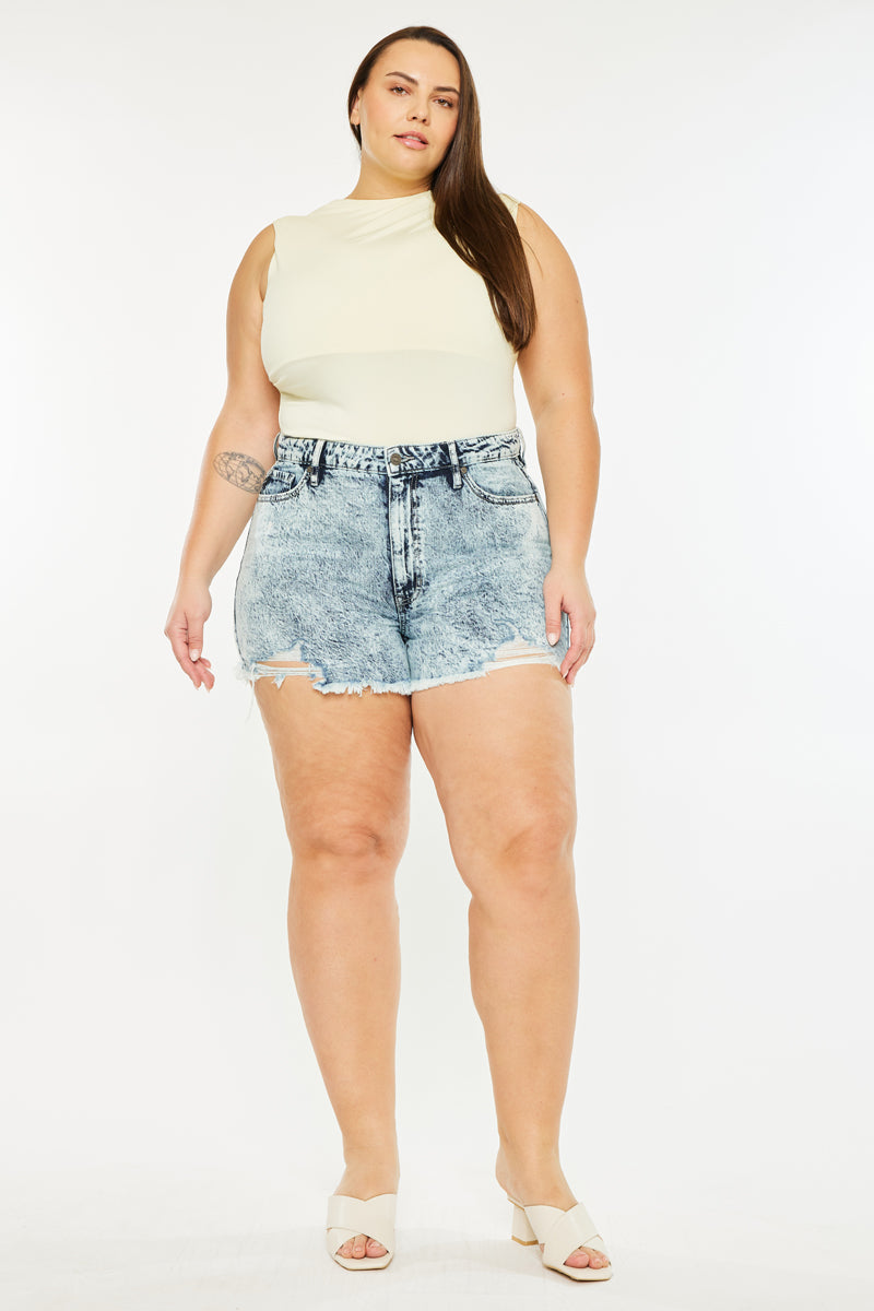 Isabelle Ultra High Rise Mom Shorts for Women - Plus Size Denim Shorts with Stretch Comfort - Perfect for Casual Outfits, Summer Vacations & Beach Trips