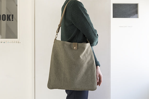 TRAVELER'S COMPANY Traveler's Factory Canvas Shoulder Bag - Medium Size Olive Green for Men & Women | Durable Everyday Carry Bag for Travel, Work & Commuting