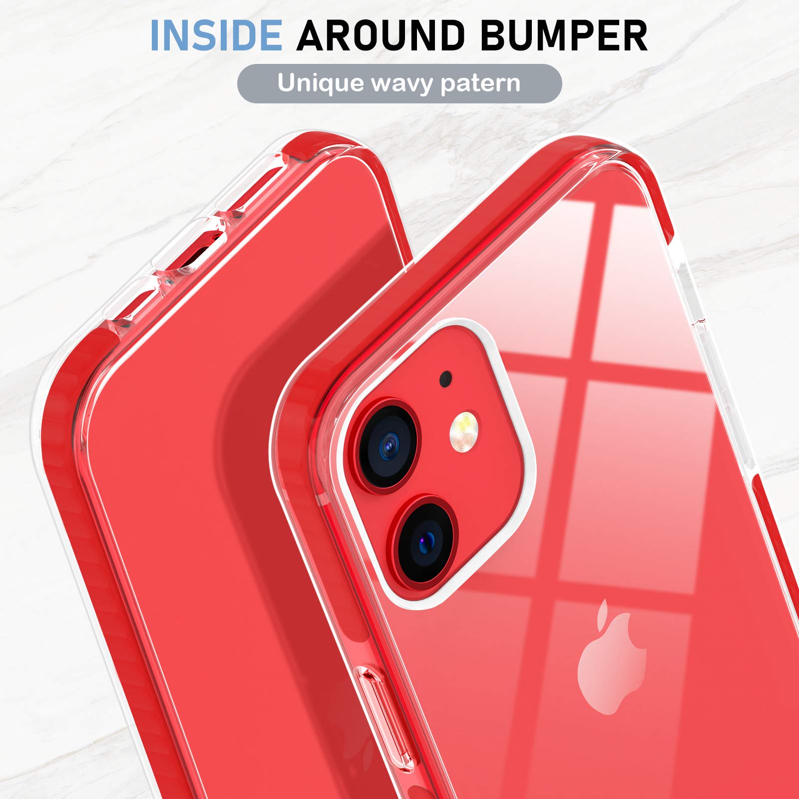 MATEPROX iPhone 12 Pro/12 Clear Slim Crystal Transparent Shockproof Bumper Case - Ultra Thin Protective Cover with Anti-Scratch Technology (Red) | Perfect for Daily Use, Work & Outdoor Activities