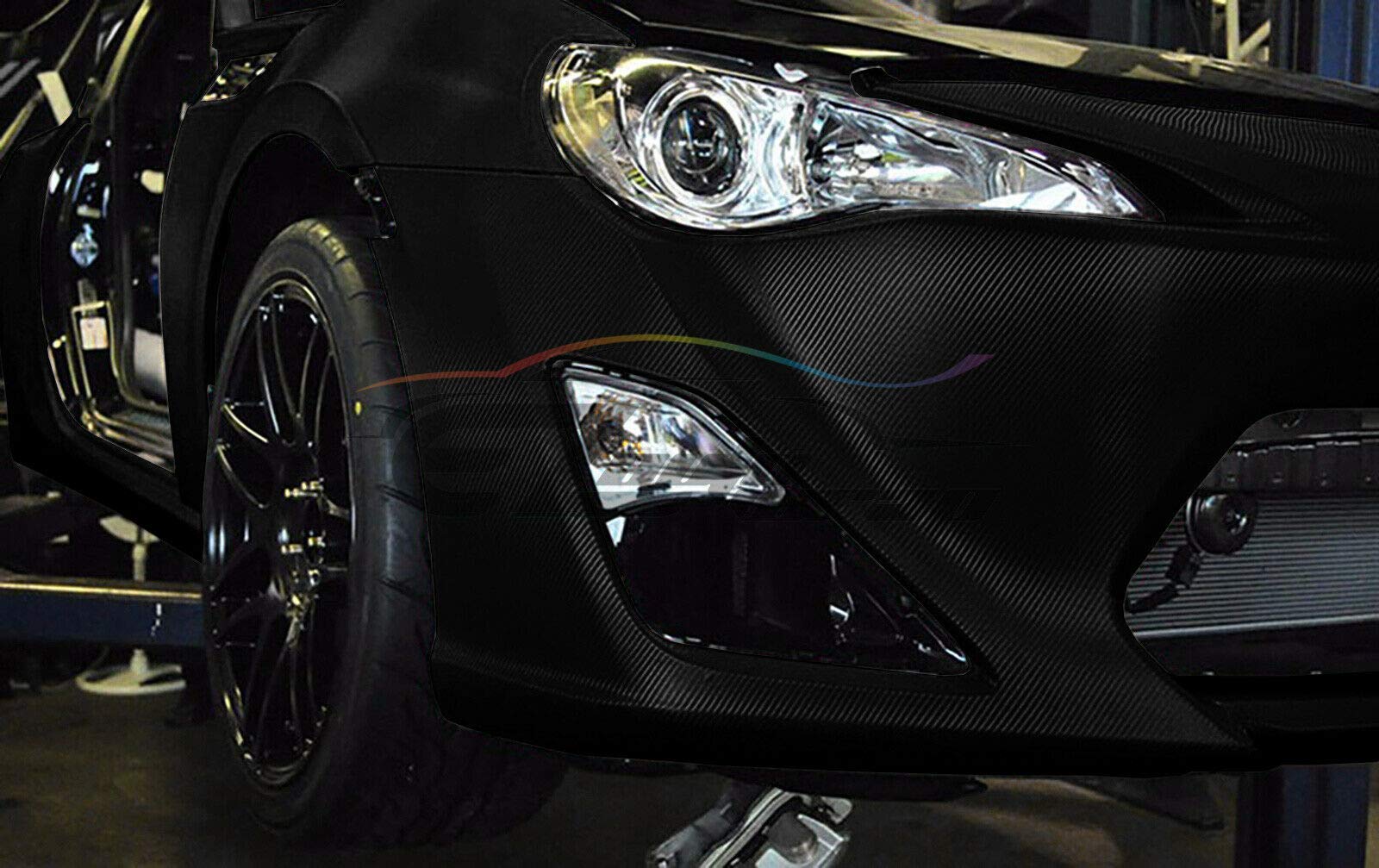 5FT x 35FT Black 4D Textured Carbon Fiber Vinyl Wrap - Bubble Free Air Release Self-Adhesive Film for Cars, Laptops, Furniture - DIY Peel & Stick Decal with Free Tool Kit - Perfect for Vehicle Wrapping, Home Decor & Electronics Customization