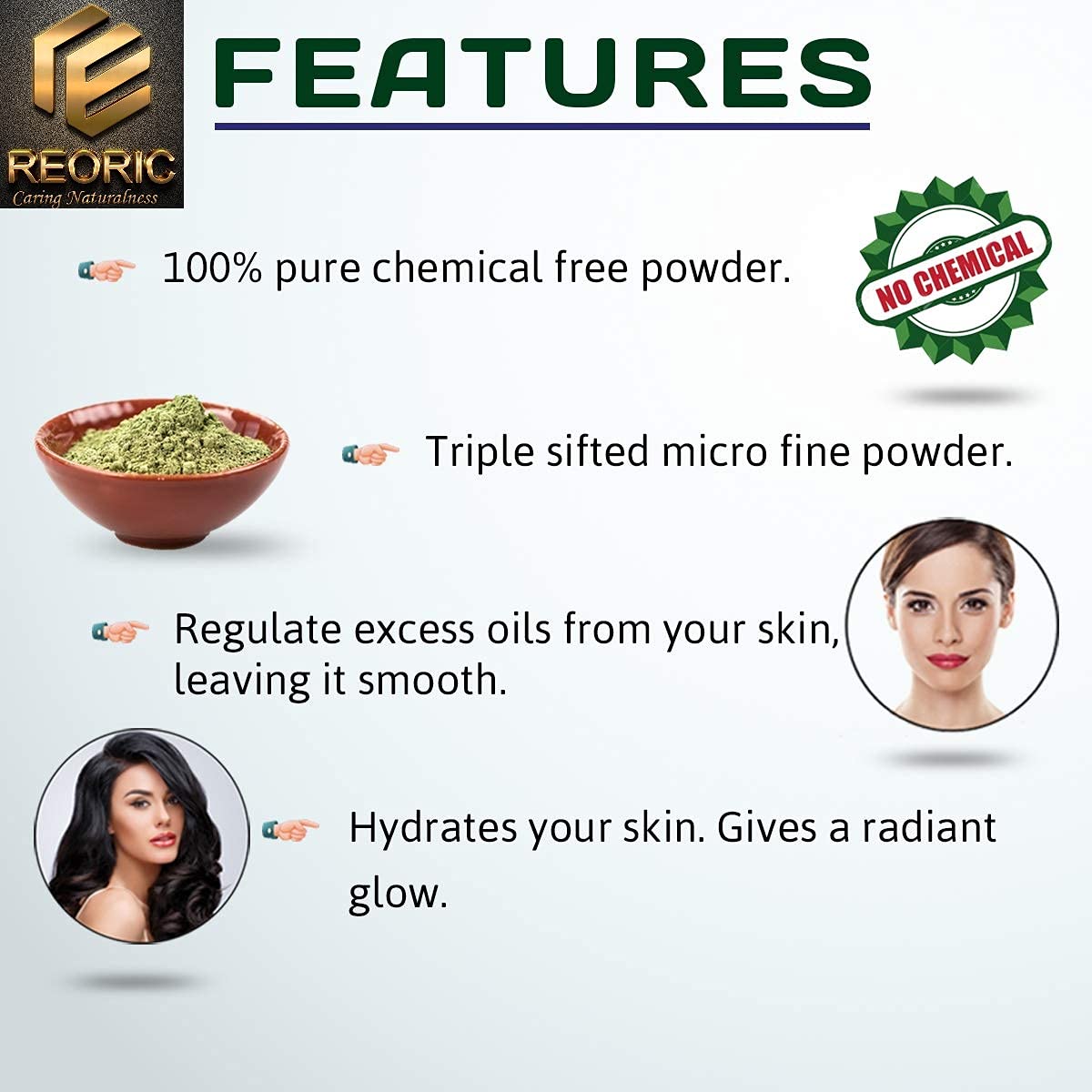 Reoric Activated Charcoal Powder & Multani Mitti Clay - 100% Pure Bentonite Clay Face Mask for Acne, Blackheads & Glowing Skin | Coconut Charcoal Detox Mask | Cosmetic Grade Skin Care (200g, Pack of 2) - Perfect for DIY Spa, Deep Cleansing & Skin Detox at Home