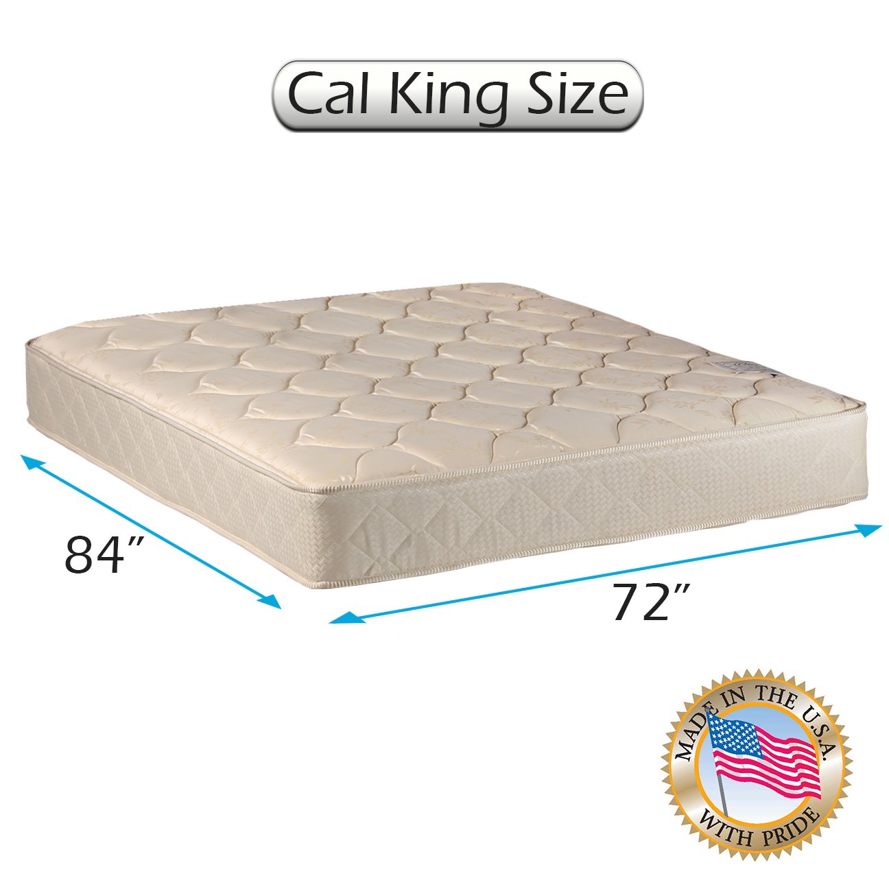 Dream Solutions USA Orthopedic Mattress - Cali King 72x84x9, Firm Support for Spine Alignment, Durable Comfort with Included Mattress Protector | Ideal for Back Pain Relief & Restful Sleep