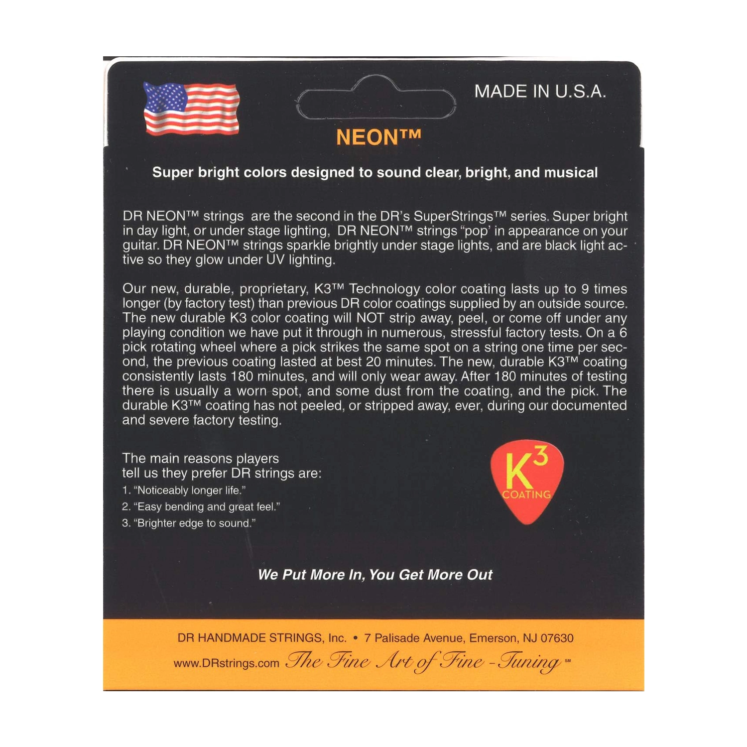 DR Strings Electric Guitar Strings - Neon Orange Coated Medium Gauge (.010-.046) - Perfect for Rock, Blues & Stage Performance