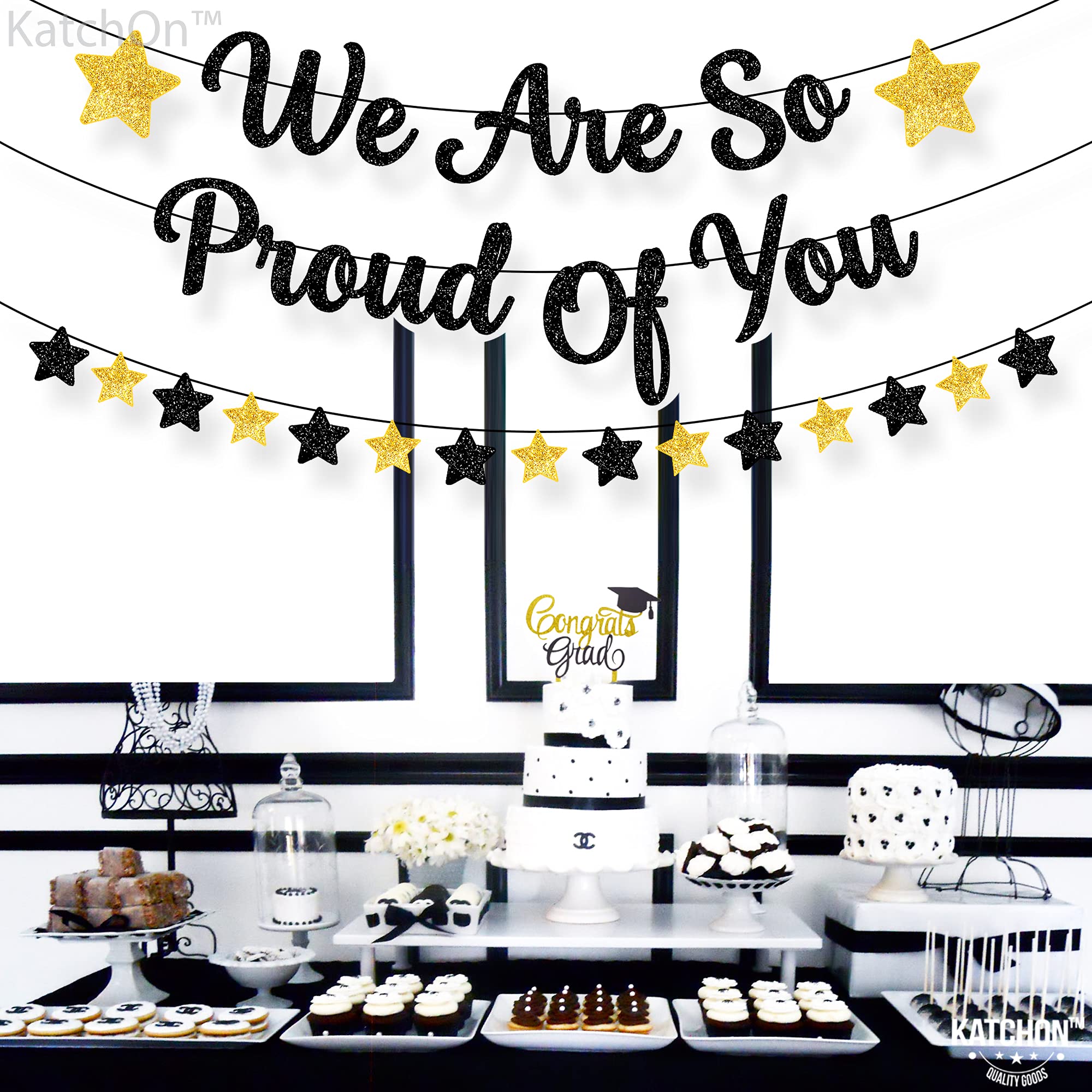 KatchOn 'We Are So Proud of You' Glitter Banner - 10ft Graduation Decor for Class of 2025 | No DIY Required | Perfect for Graduation Parties, School Events & Celebration Backdrops