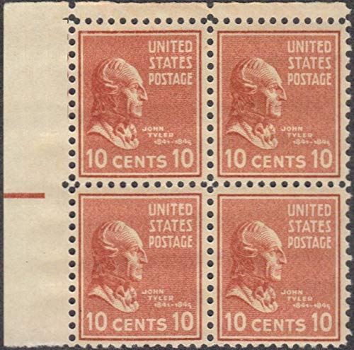 1938 John Tyler Set of 4-10 Cent US Postage Stamps - Scott #815 - Rare Vintage Collectible for Philatelists & History Enthusiasts | Perfect for Stamp Collections, Framed Displays & Historical Gifts