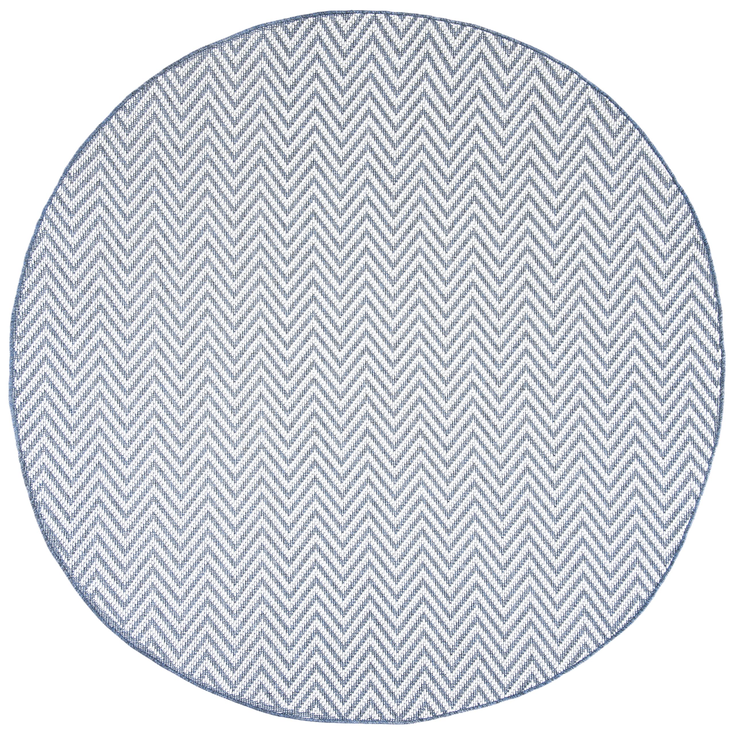 SAFAVIEH Bermuda Collection 8' Round Area Rug - Blue & Creme, Non-Shedding, Machine Washable Indoor/Outdoor Rug for Patio, Backyard, Mudroom, Living Room & Bedroom (BMU812A)