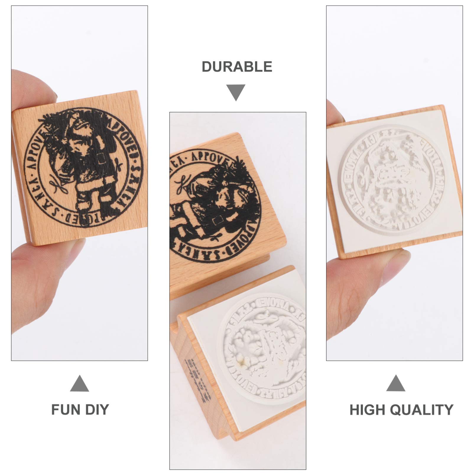 PRETYZOOM 4-Piece Christmas Wooden Stamp Set - Santa Claus, Garland & Tree Stamps for DIY Cards, Scrapbooking, Gift Wrapping & Holiday Crafts | Perfect for Christmas Decorations, Party Invitations & Handmade Greeting Cards