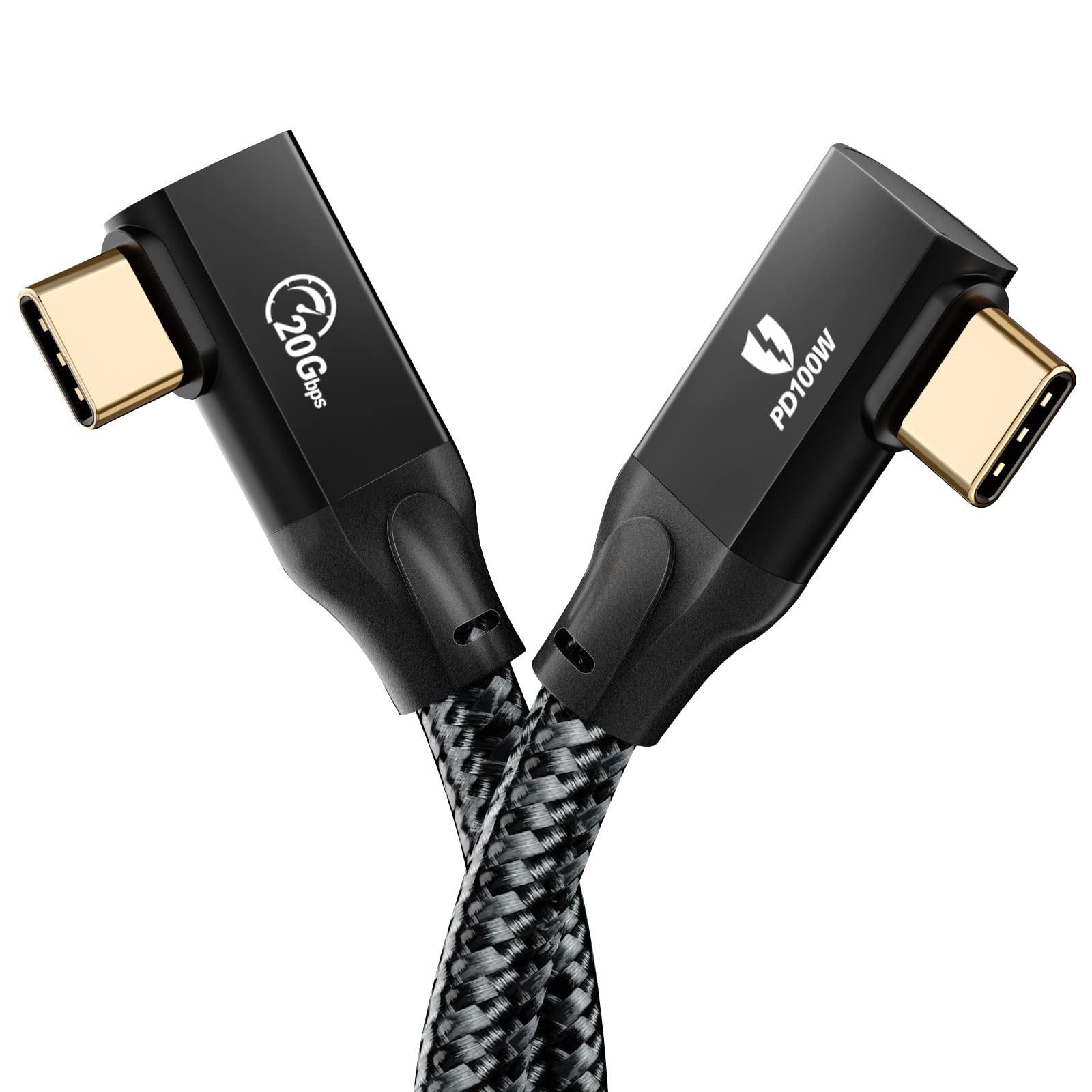 iDsonix USB C to USB C Cable Right Angle 1.6ft - 100W Fast Charging, 20Gbps Data Transfer, 4K 60Hz Video - 3.2 Gen 2 Type C Cable for MacBook Pro, iPad Pro, Samsung Galaxy | Perfect for Home Office, Travel & Gaming Setups
