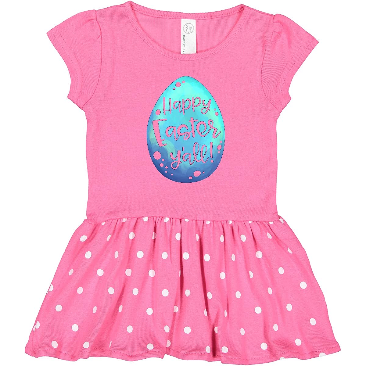 Inktastic Happy Easter Y'all Blue Easter Egg Print Toddler Dress - Cute Spring Outfit for Easter Egg Hunt & Family Photos