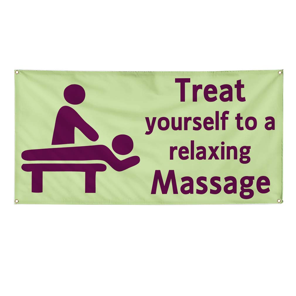 Premium Vinyl Banner - 24x48 Inches, Weatherproof & Durable for Outdoor Use - Business, Yard & Industrial Signs - Relaxing Massage Theme with Lavender Design - 4 Grommets for Easy Hanging - Perfect for Spas, Retail Stores & Outdoor Events