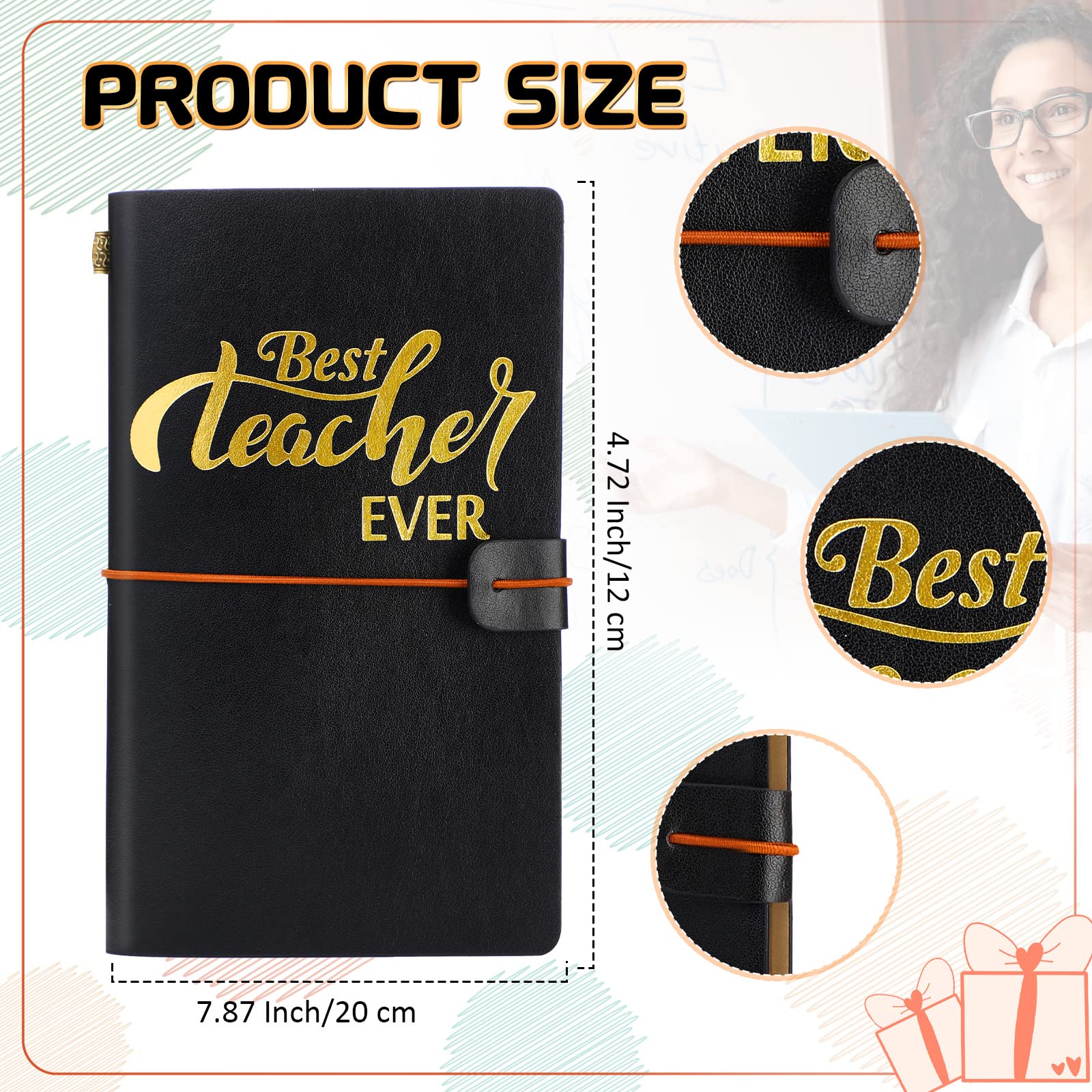 Spakon Leather Journal for Teachers - 4 Pack Retro Notebook, 4.72x7.87 Inch - Perfect Teacher Appreciation Gift & Classroom Writing