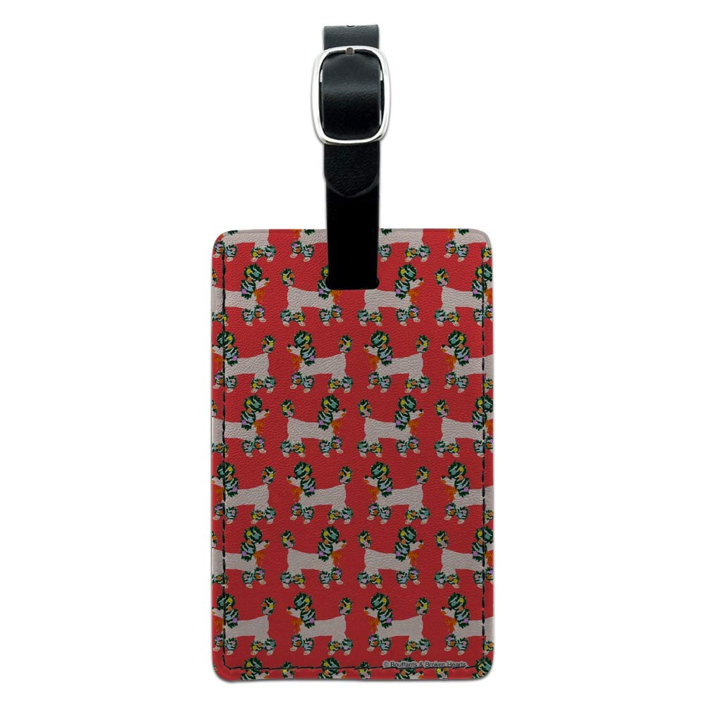 Christmas Poodles Rectangle Leather Luggage Tag - Personalized Suitcase ID Tag for Carry-On Bags - Perfect for Holiday Travel & Gift Giving