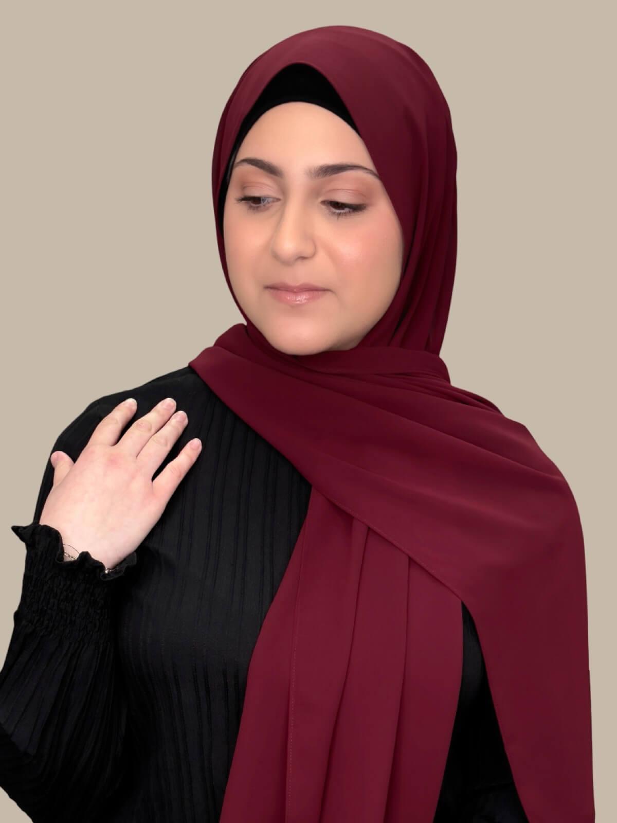 Luxury Chiffon Hijab for Women - Modish Girl Mahogany Scarf - Perfect for Daily Wear, Prayer & Special Occasions