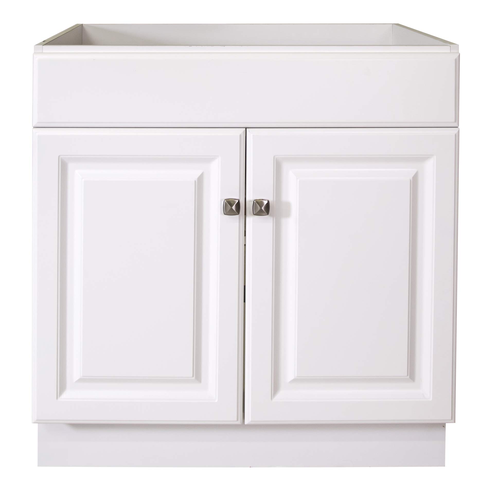 Wyndham 30-inch Unassembled Bathroom Vanity Cabinet Without Top - White Finish, 2 Door Design for Modern Bathroom Remodeling | Perfect for Small Bathrooms & Powder Rooms