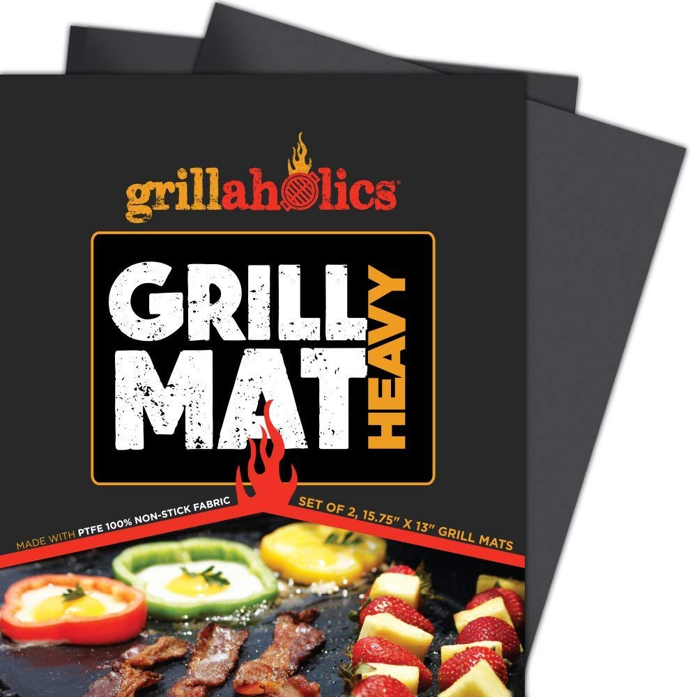 Grillaholics Essentials Heavy Duty Nylon Grill Brush & Non-Stick BBQ Grill Mat Set - Perfect for Outdoor Grilling, Backyard BBQs, and Camping Cooking Accessories