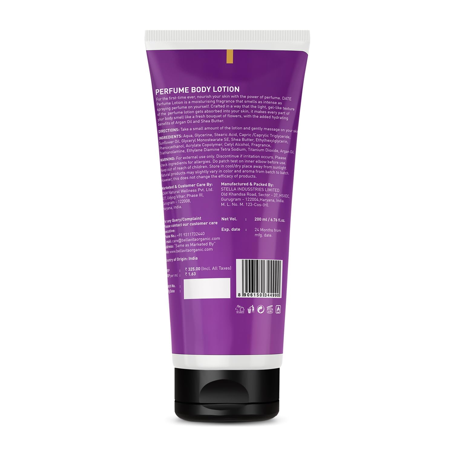 Bella Vitaa Luxury Date Night Perfumed Body Lotion for Women - 200ml with Argan Oil & Shea Butter | Deep Hydration, Skin Nourishment & Softening | Perfect for Romantic Evenings, Daily Moisturizing & Gift Giving