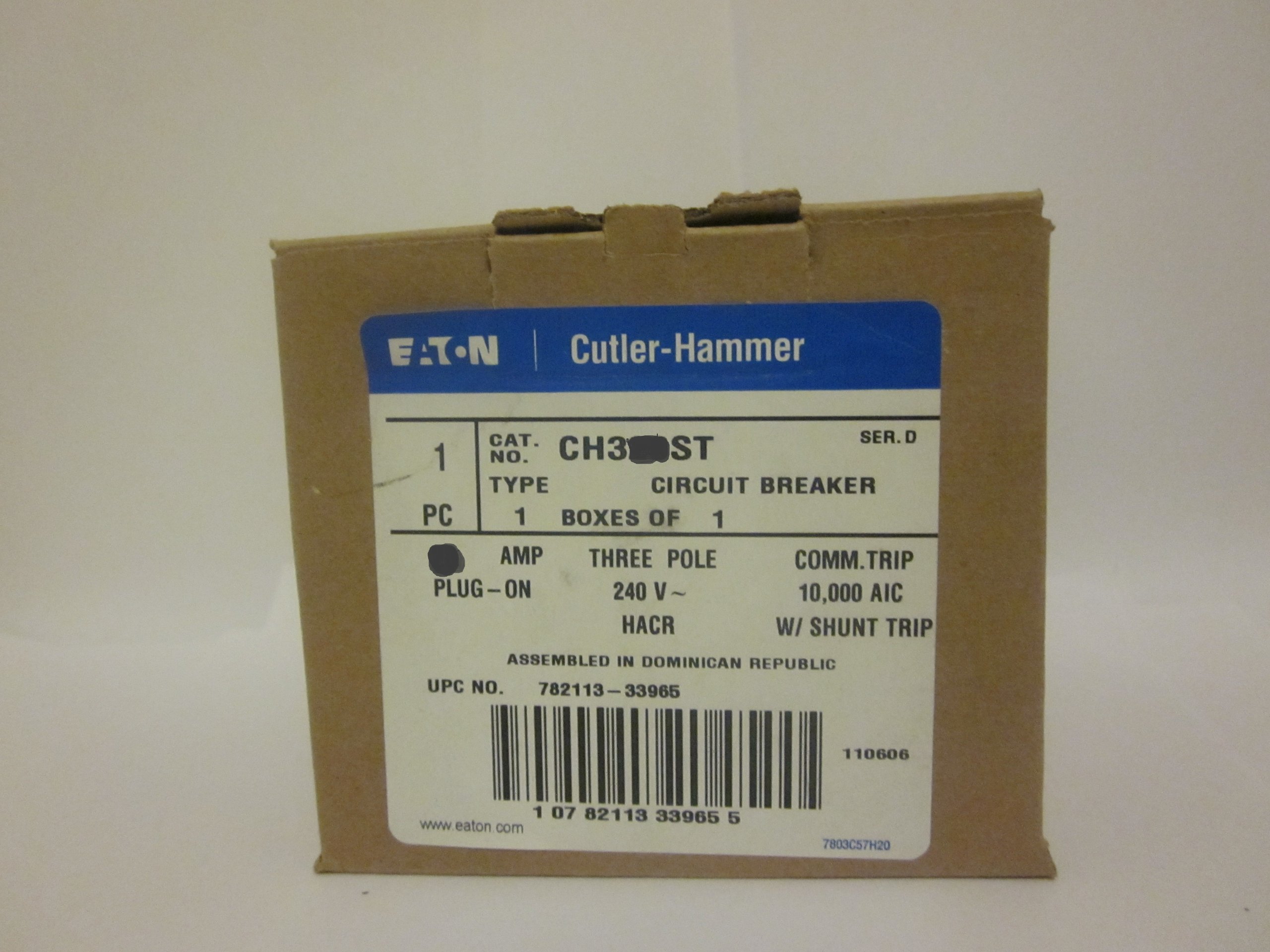 Eaton Cutler Hammer CH315ST 3 Pole 15A Shunt Trip Circuit Breaker - Commercial & Industrial Electrical Panel Protection for Safety Systems